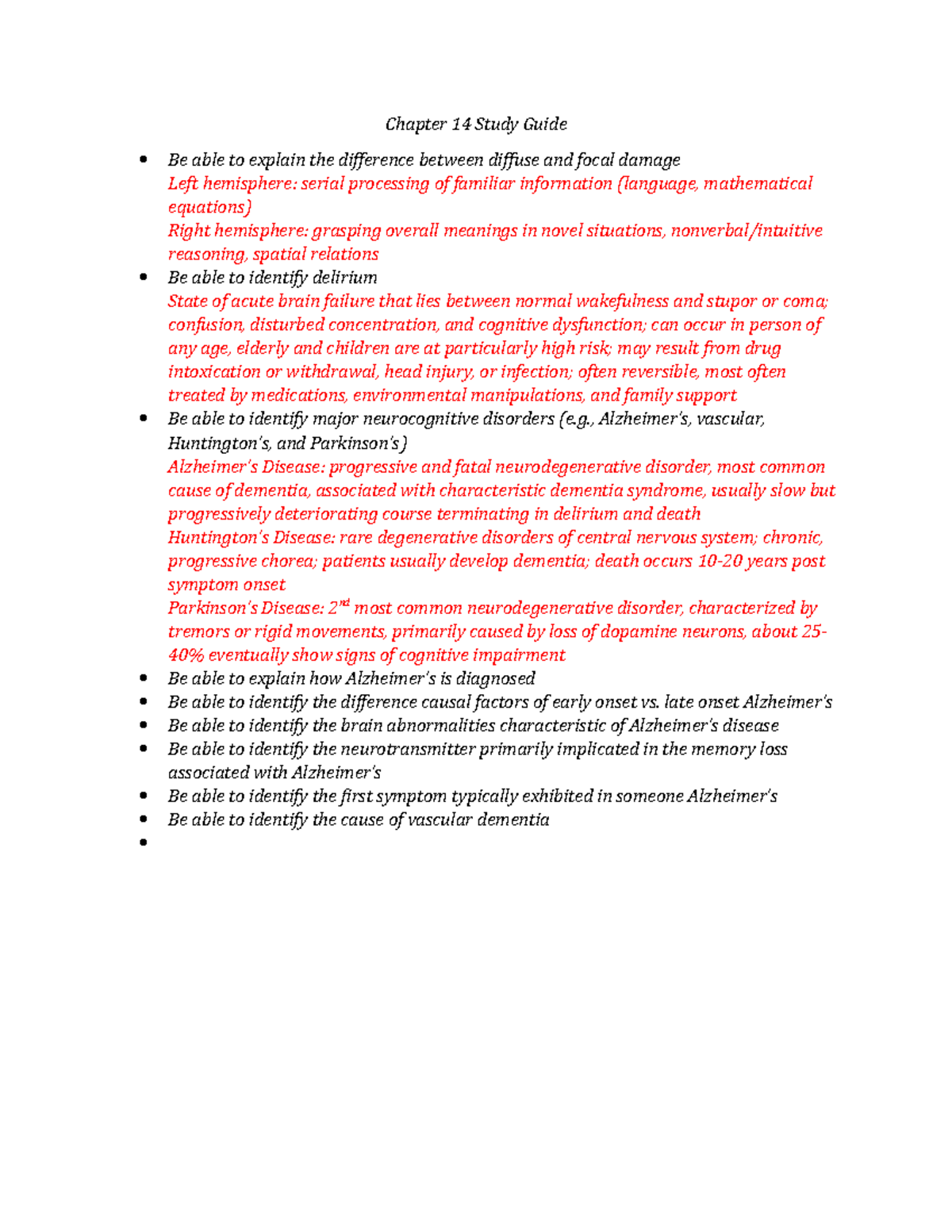Chapter 14 Study Guide - Chapter 14 Study Guide Be able to explain the ...