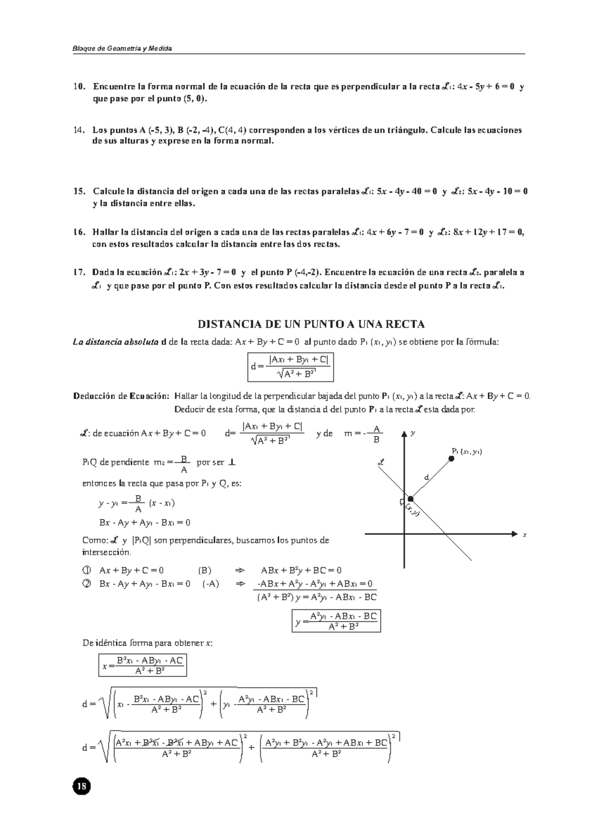 Distancia De Un Punto A Una Recta - Encuentre La Forma Normal De La ...