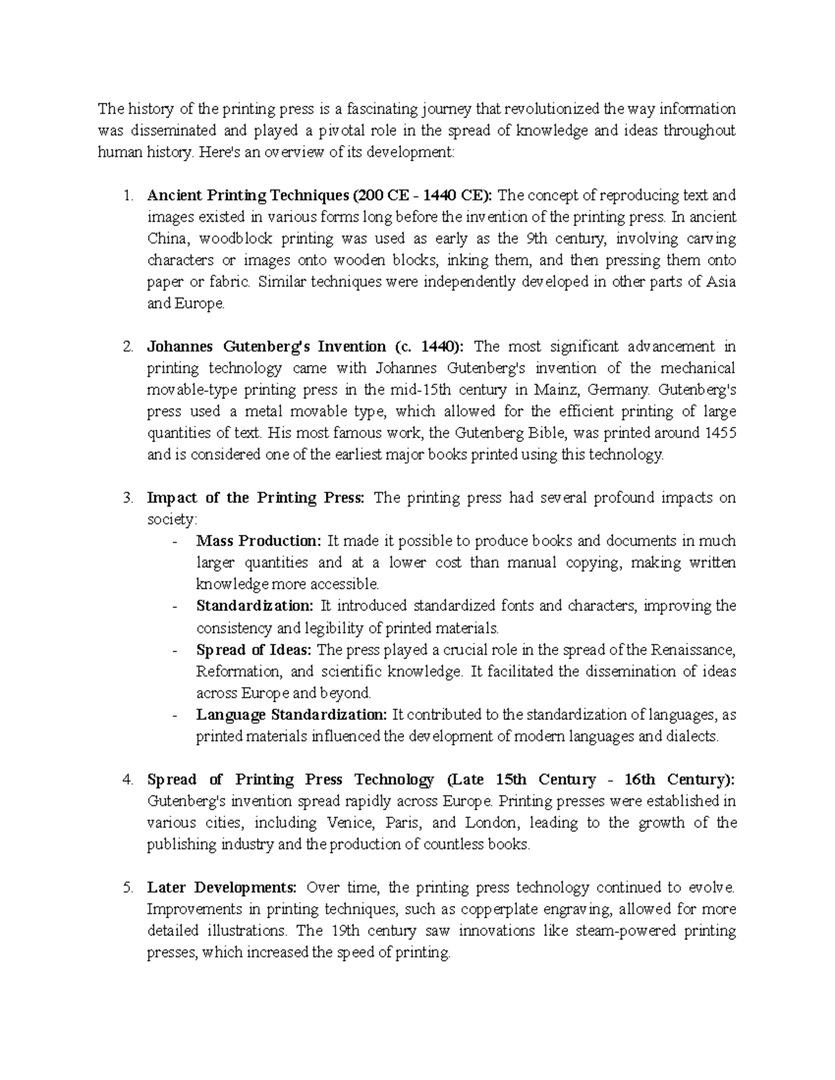 History of Printing Press The history of the printing press is a