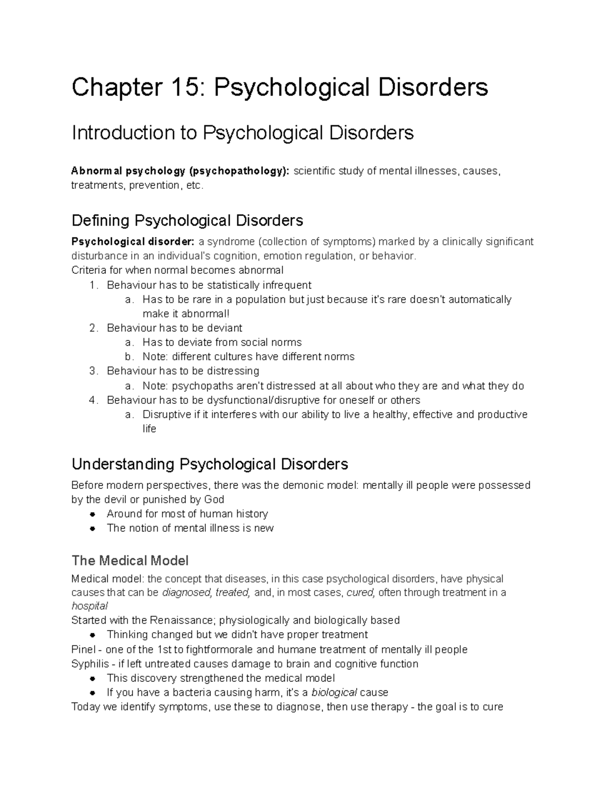 Chapter 15 Psychological Disorders - Chapter 15: Psychological ...