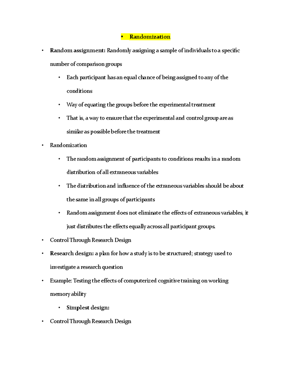 Randomization - Exam help - Randomization Random assignment: Randomly ...