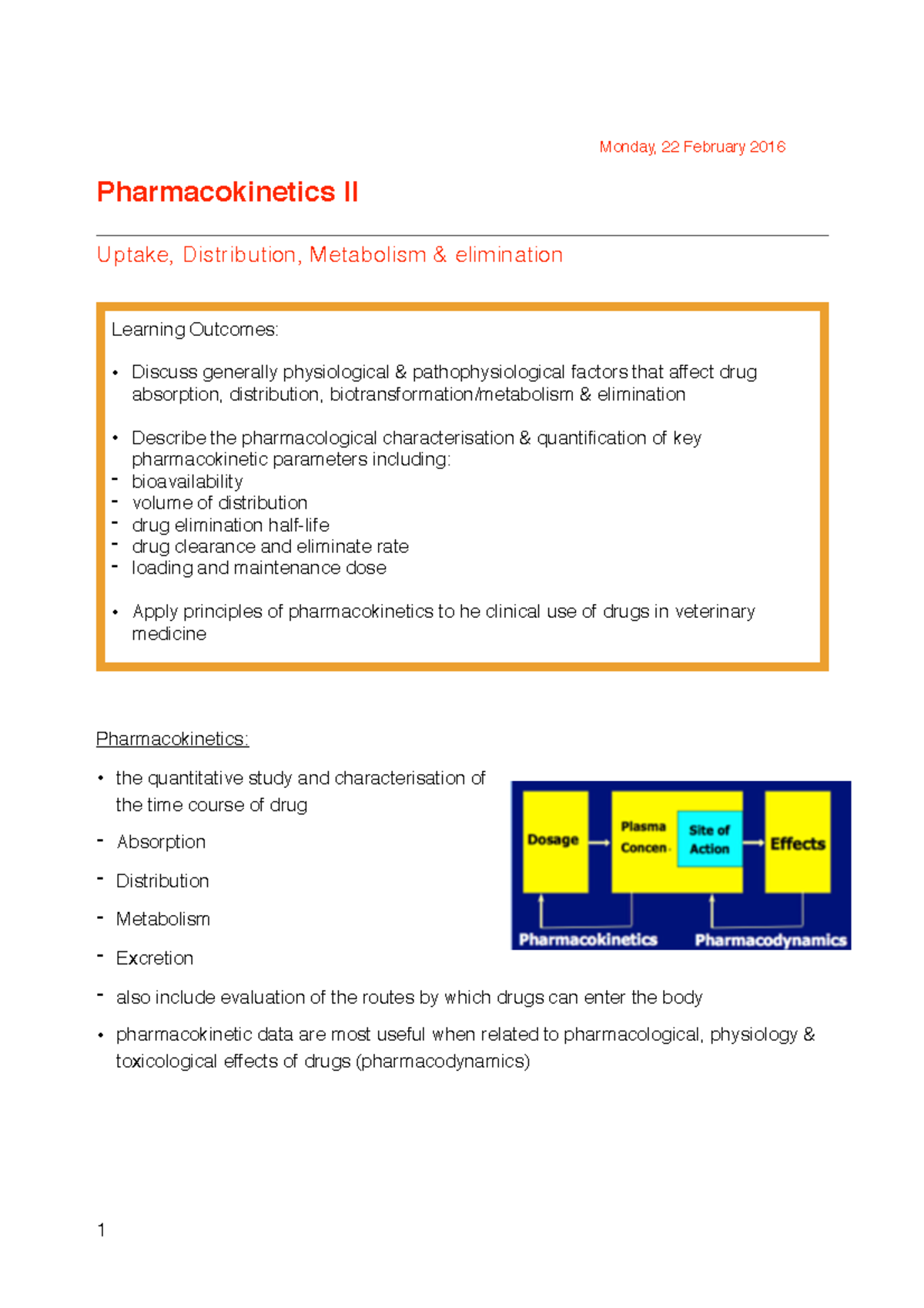 Lecture notes - All pharmacology - Monday, 22 February 2016 ...