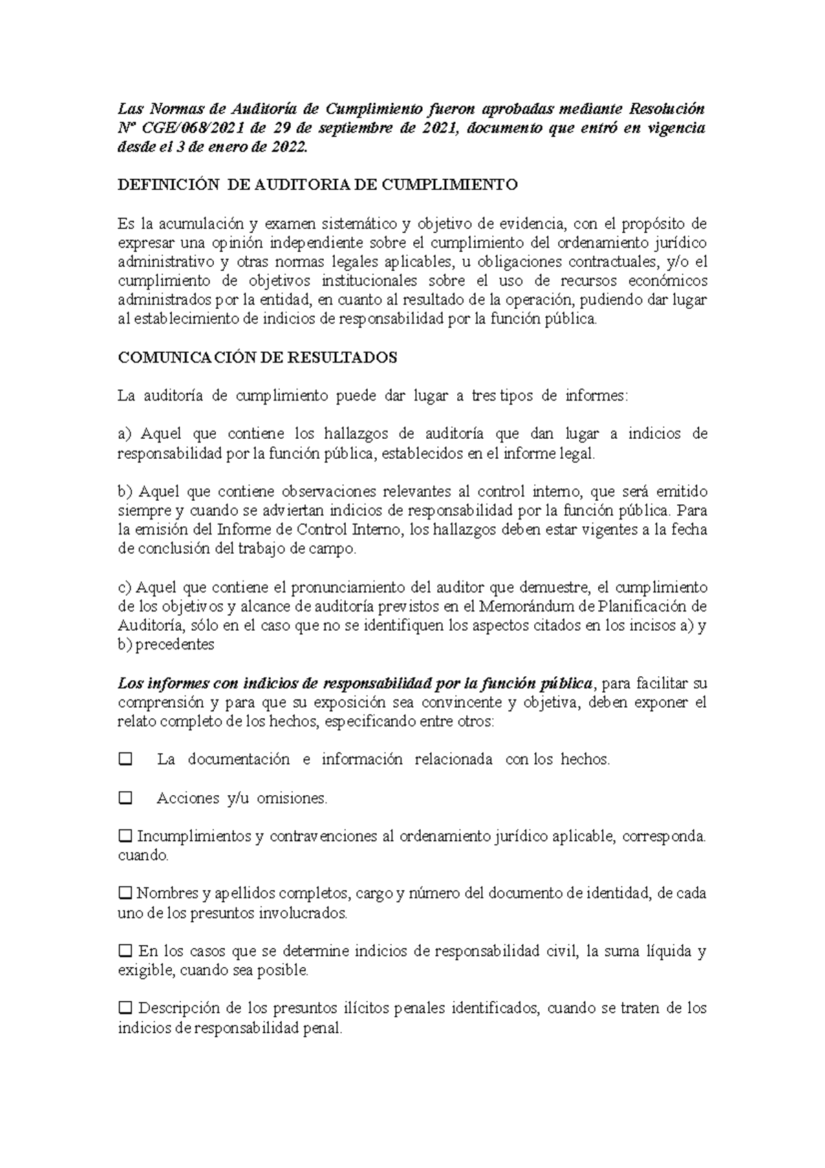 Las Normas De Auditoría De Cumplimiento DefiniciÓn De Auditoria De Cumplimiento Es La 6058