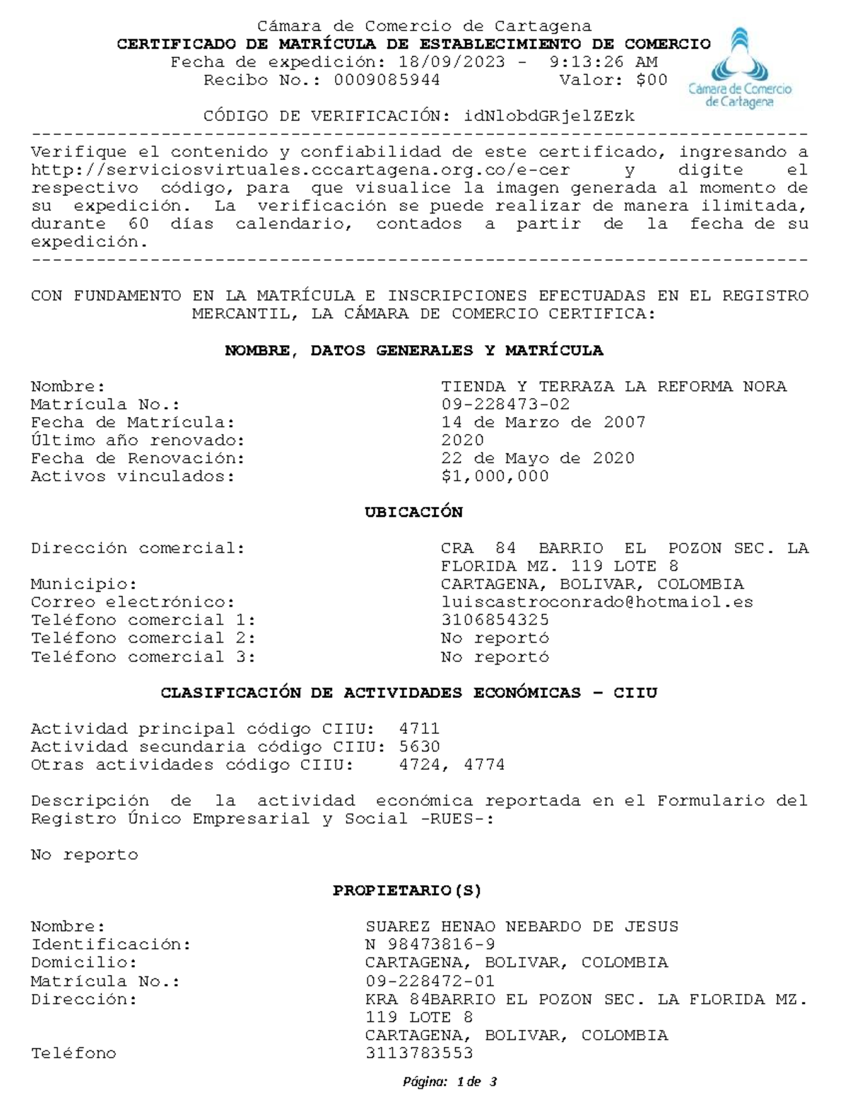 Descargar Certificado Electronico - Cámara de Comercio de Cartagena ...