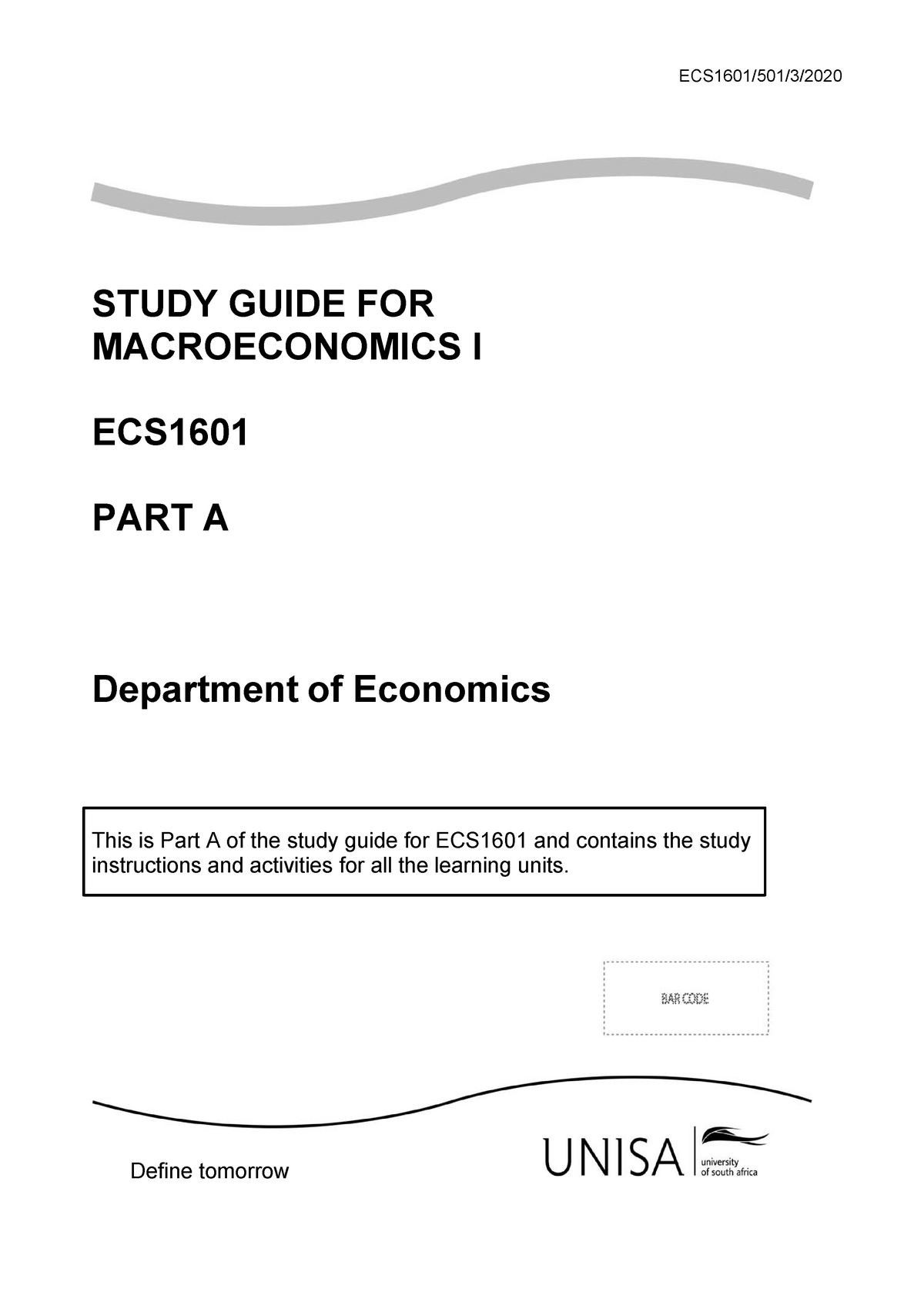 ECS- Study Guide - Part A - ECS1601/501/3/ STUDY GUIDE FOR ...