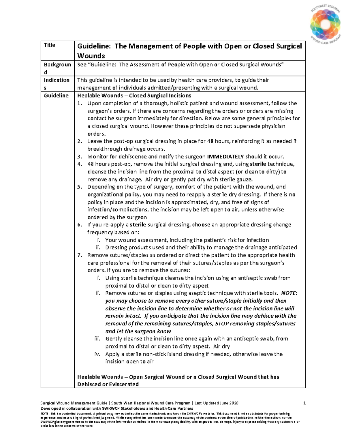 HCPR - Surgical Wound Management Guide - Surgical Wound Management ...