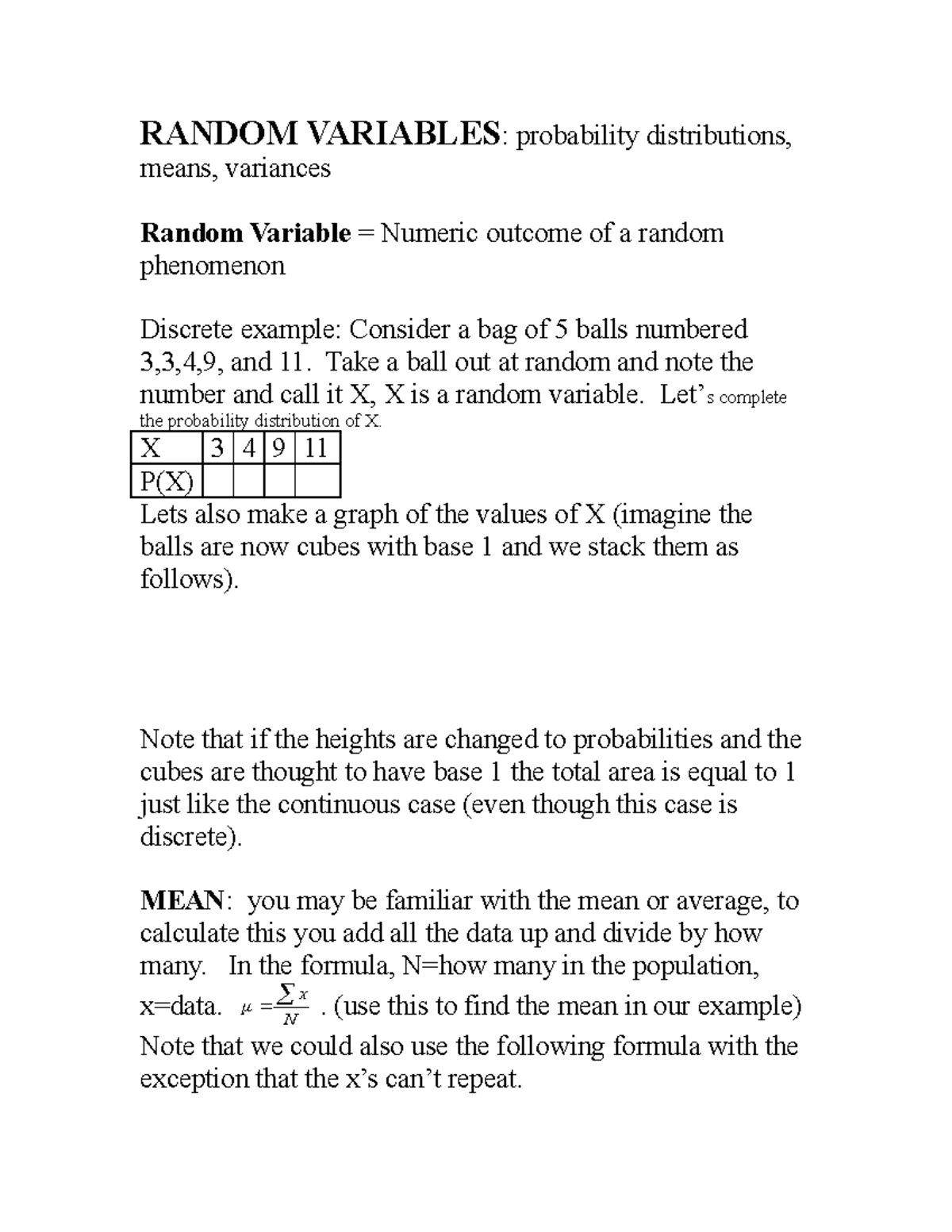 Randomvariables Lecture Notes 5 BSED Math BatStateU Studocu