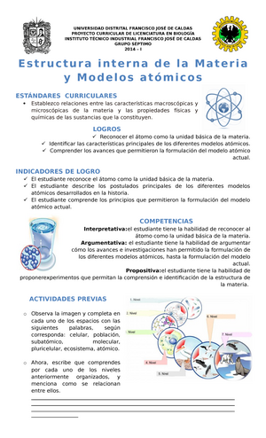 Estructura Interna De La Materia Y Modelos Atómicos Studocu
