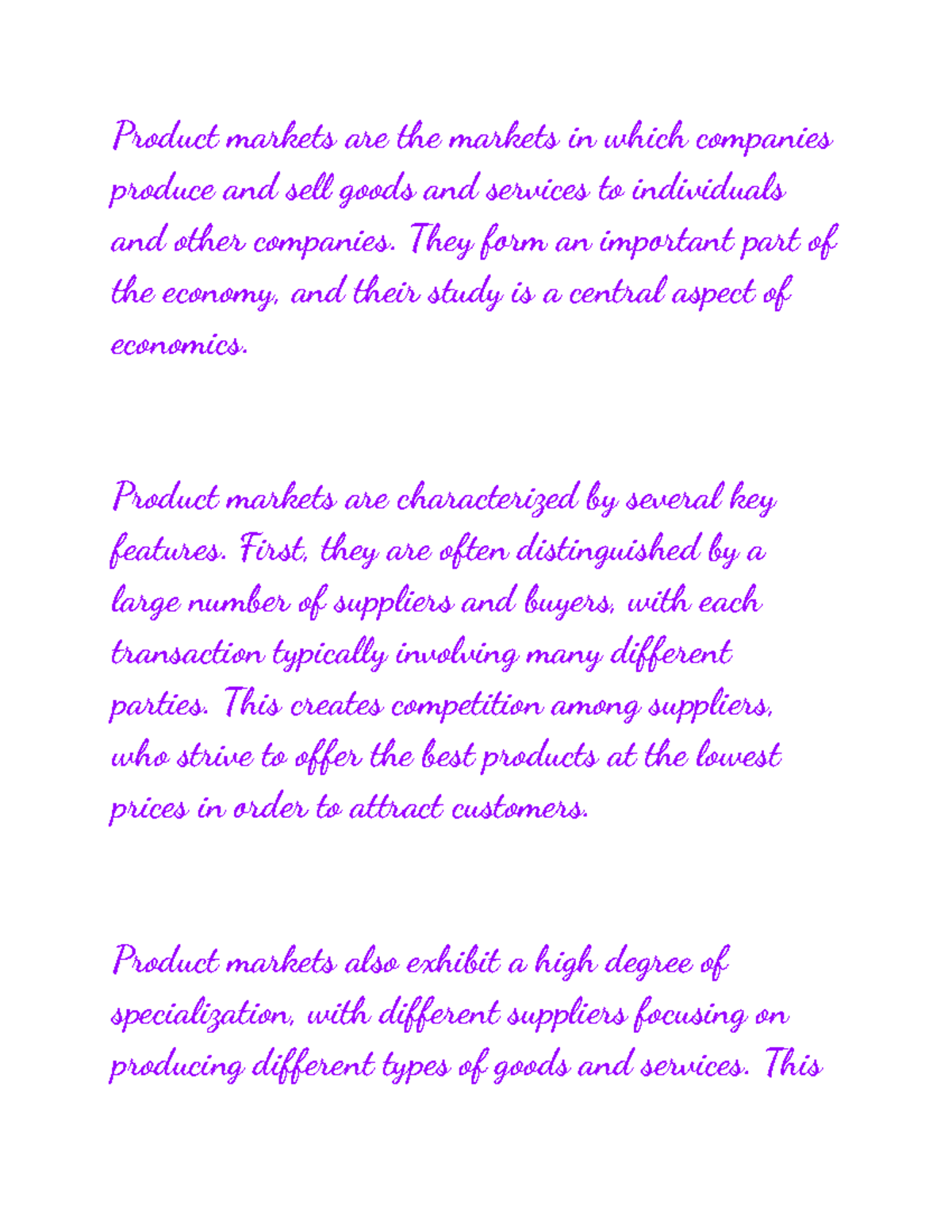 product markets literature review