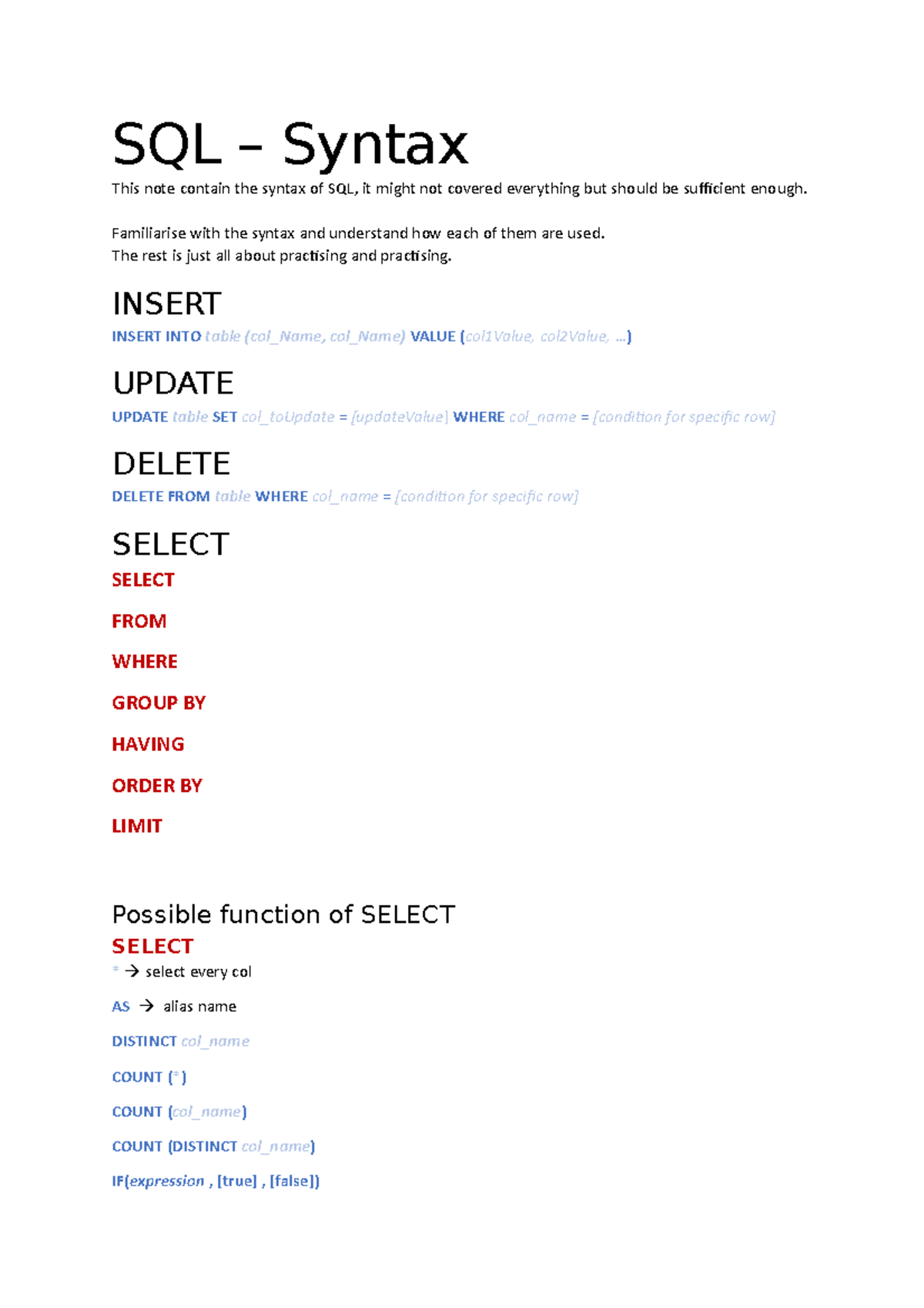 DM SQL Syntax - Summary Data Management - SQL – Syntax This note ...