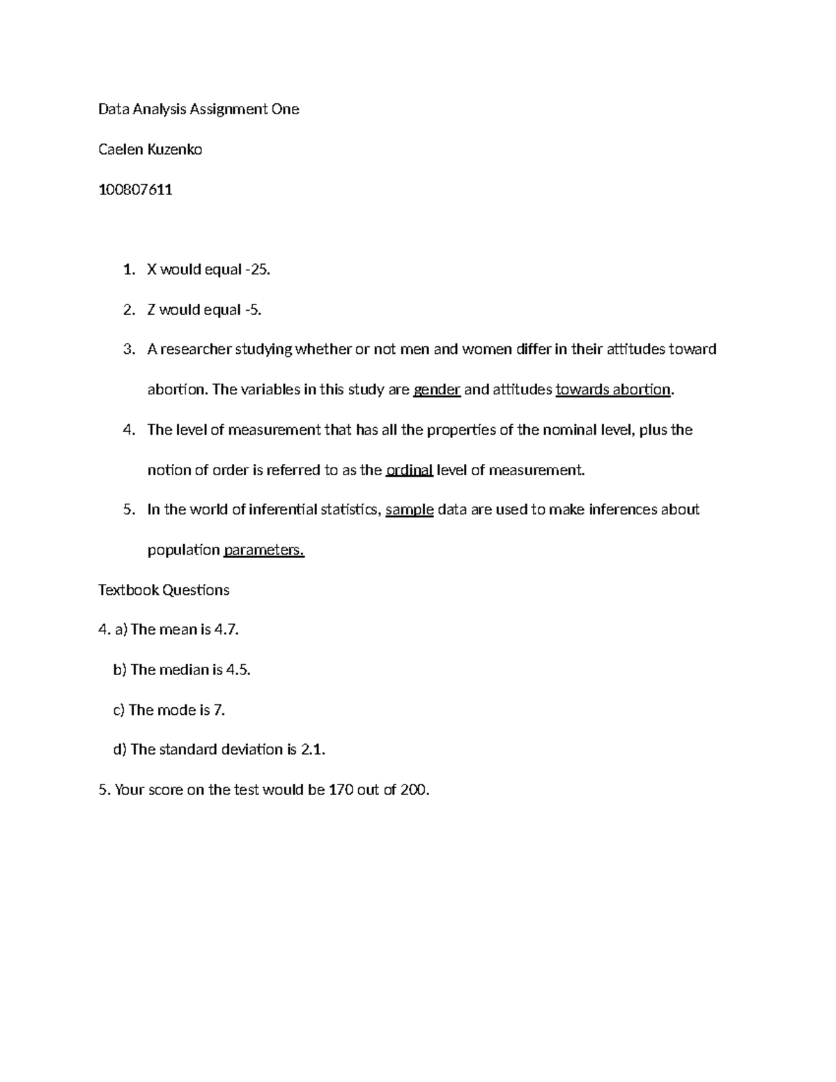 Data Analysis Assignment One - Data Analysis Assignment One Caelen ...
