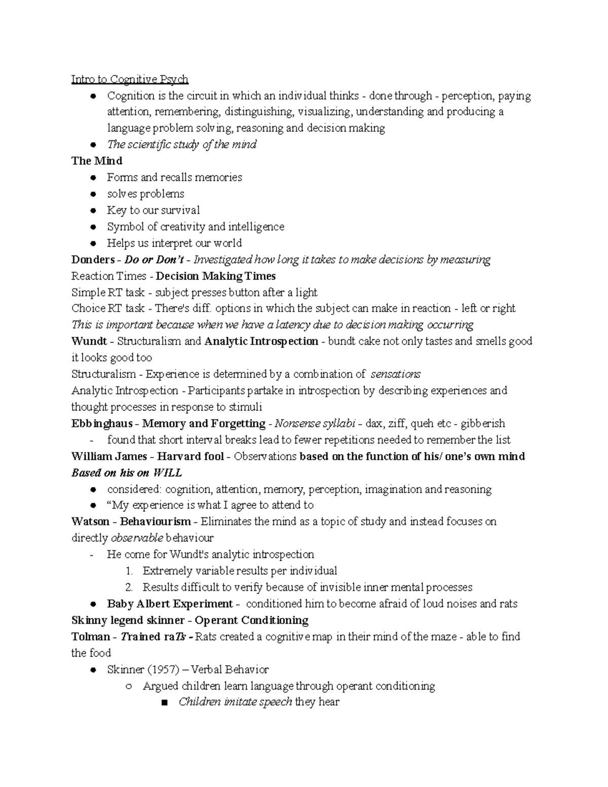 Psyco 258 Class Notes - Google Docs - Intro to Cognitive Psych ...