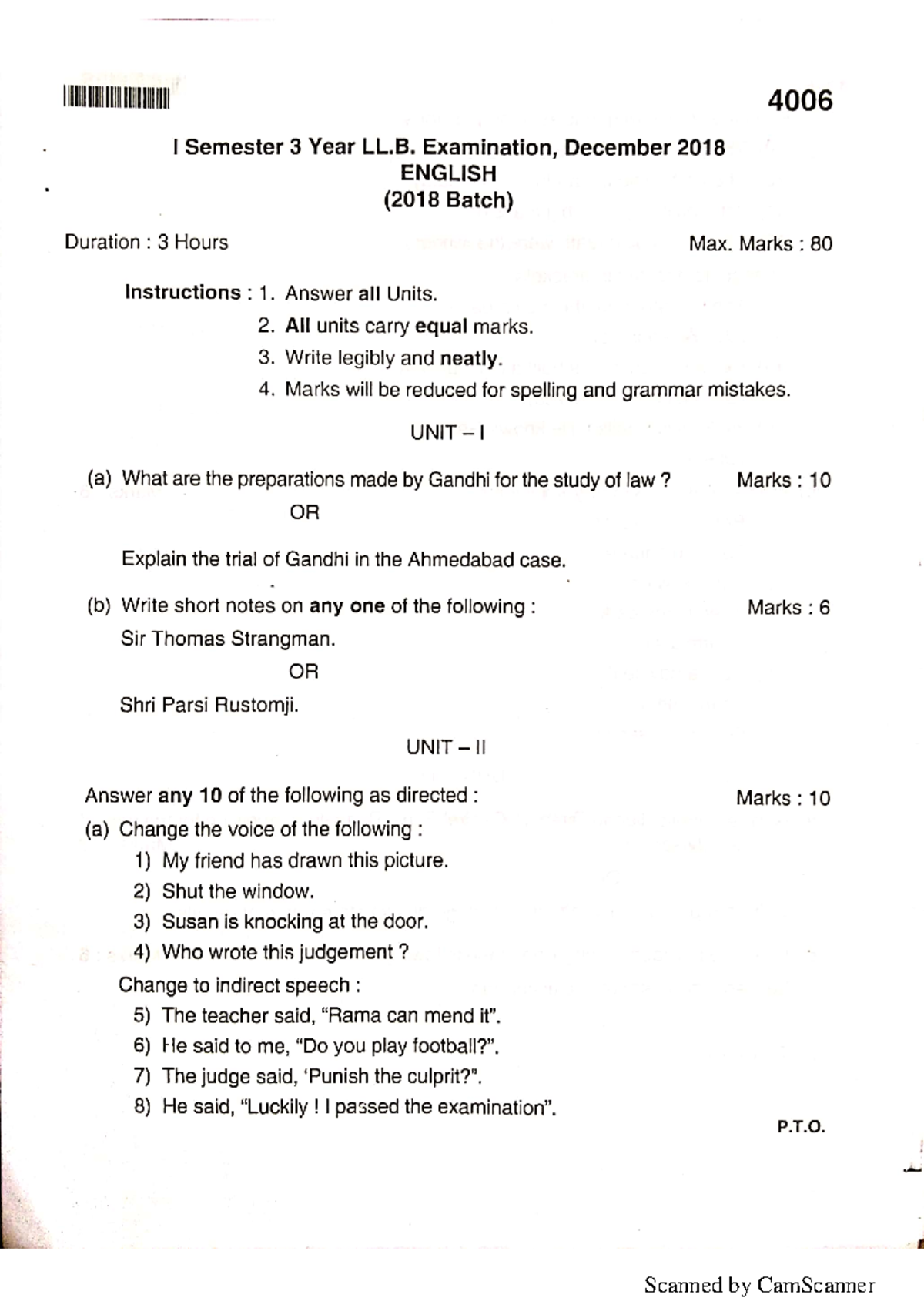 English QUESTION PAPERS - Llb - Studocu