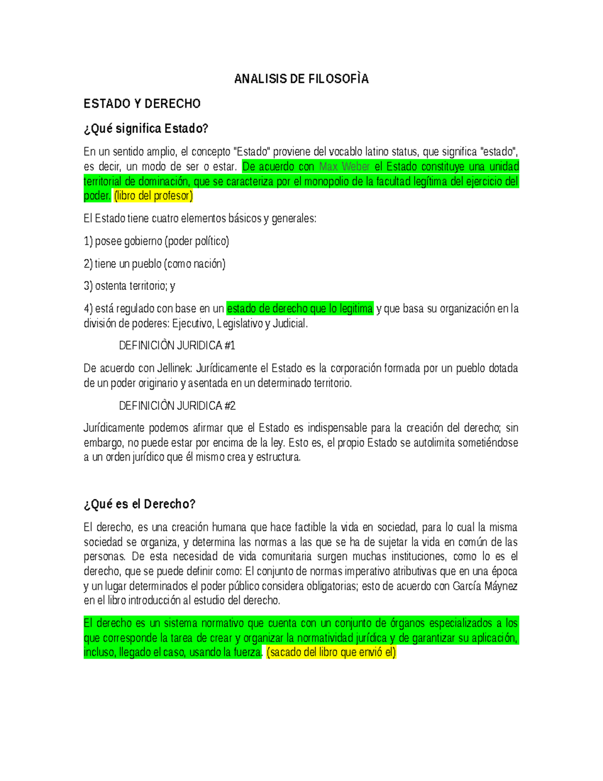 Análisis de Filosofía ANALISIS DE FILOSOFÌA ESTADO Y DERECHO ¿Qué