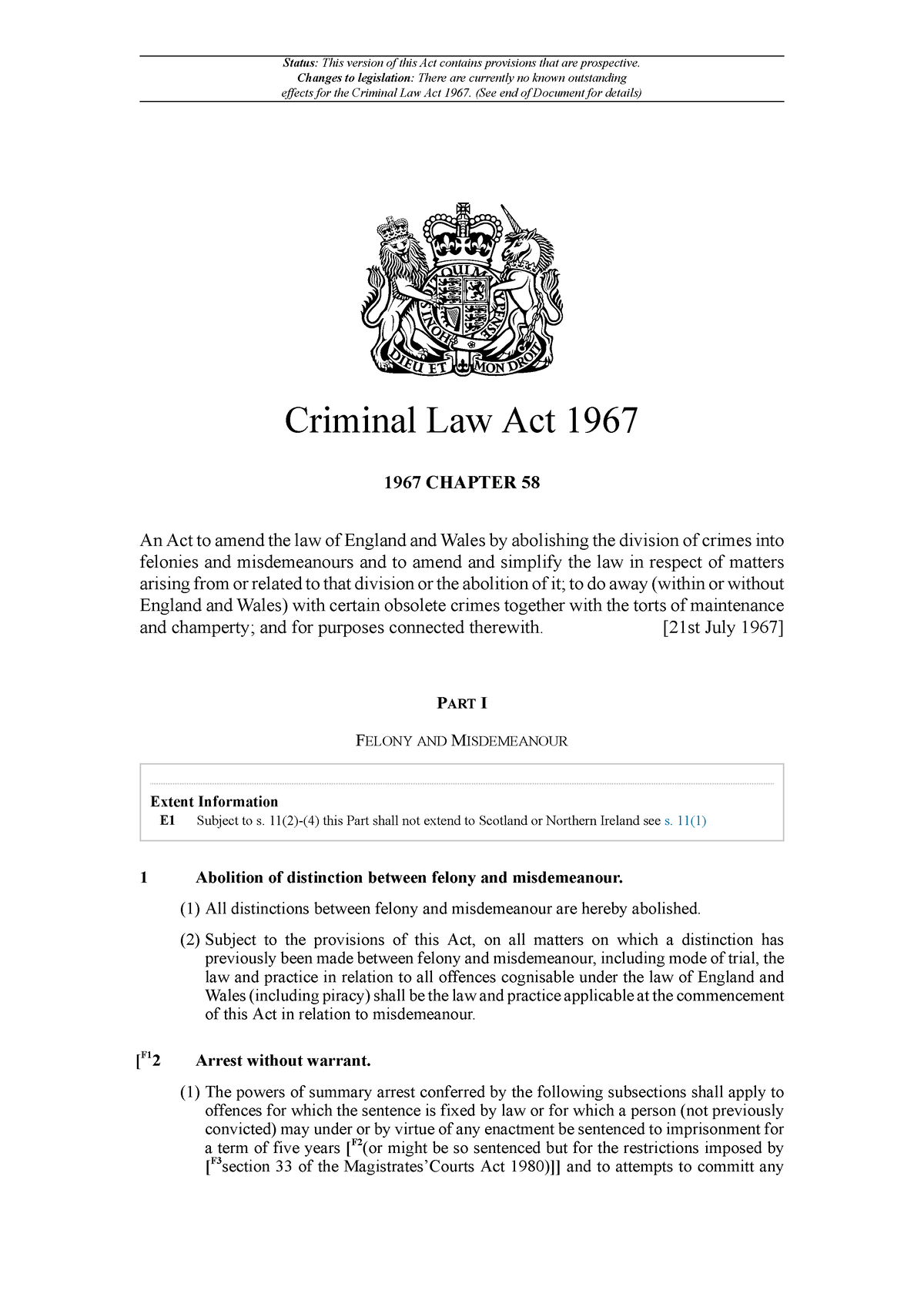 criminal-law-act-1967-status-this-version-of-this-act-contains