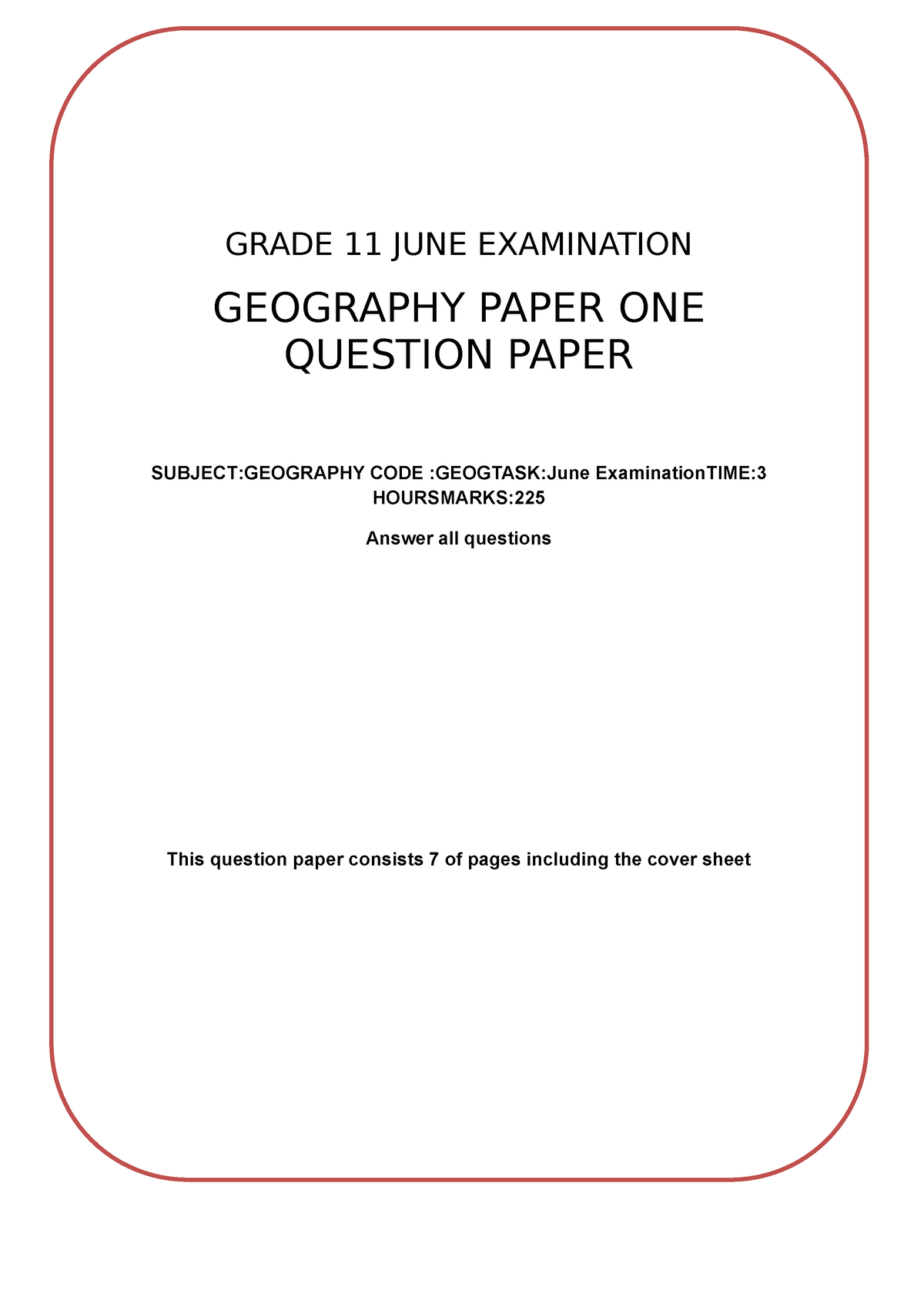 Grade 11 June examinations english - GRADE 11 JUNE EXAMINATION ...