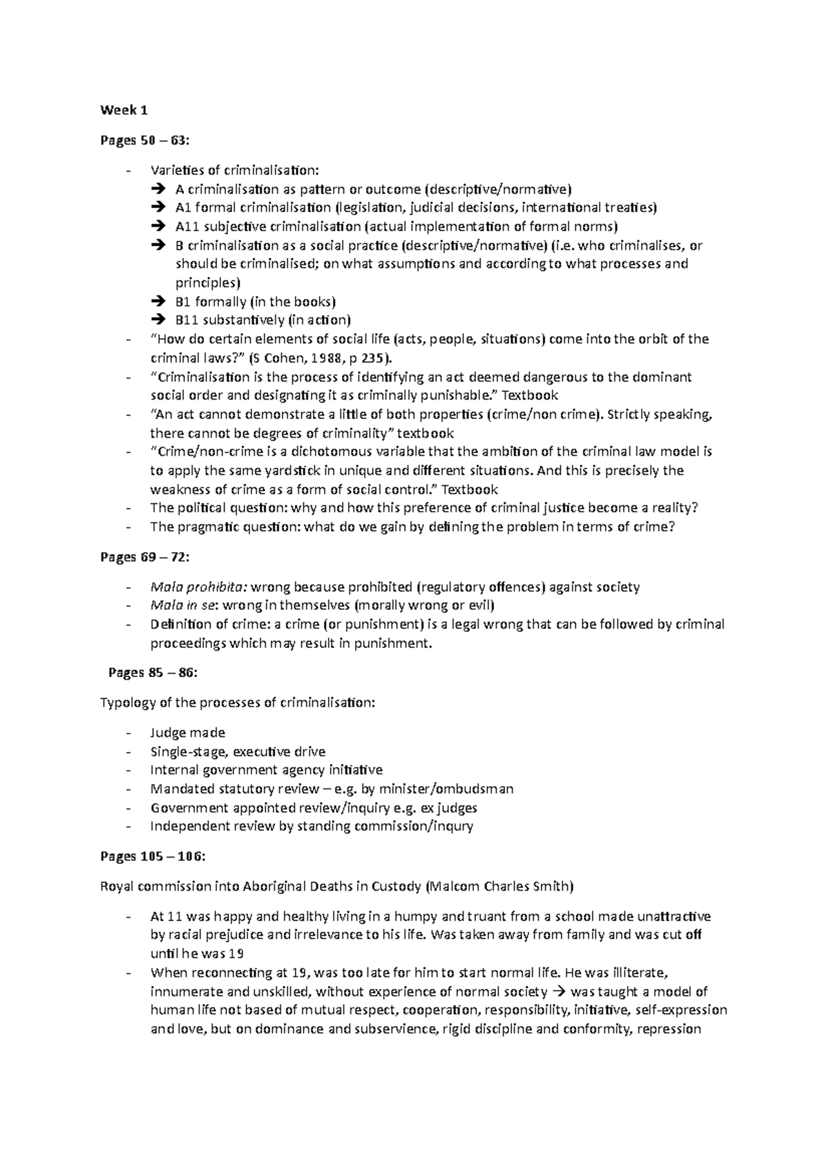 Crim2020 - Week 1 Pages 50 – 63: Varieties of criminalisation: A ...