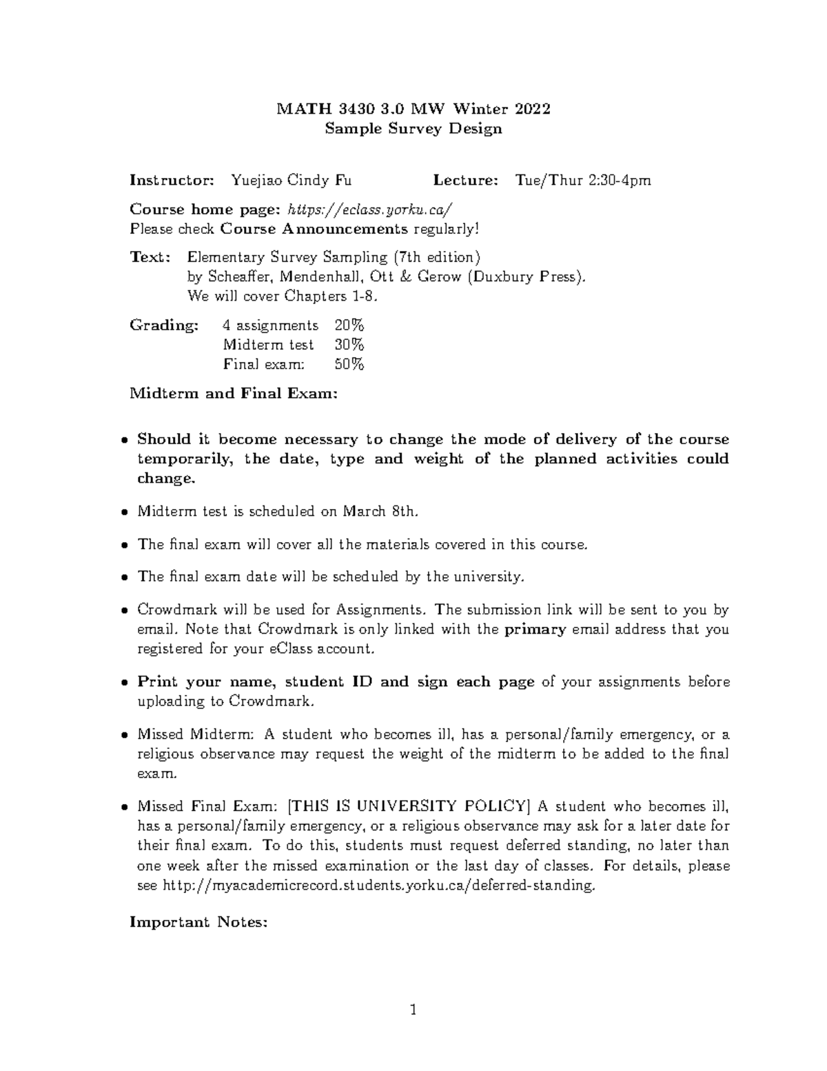 Math3430outline-W22 Sample Mathmatics design stratified sampling ...