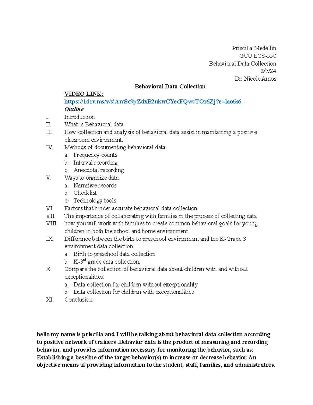 Behavioral Data Collection ECS 550 - Priscilla Medellin GCU ECS ...