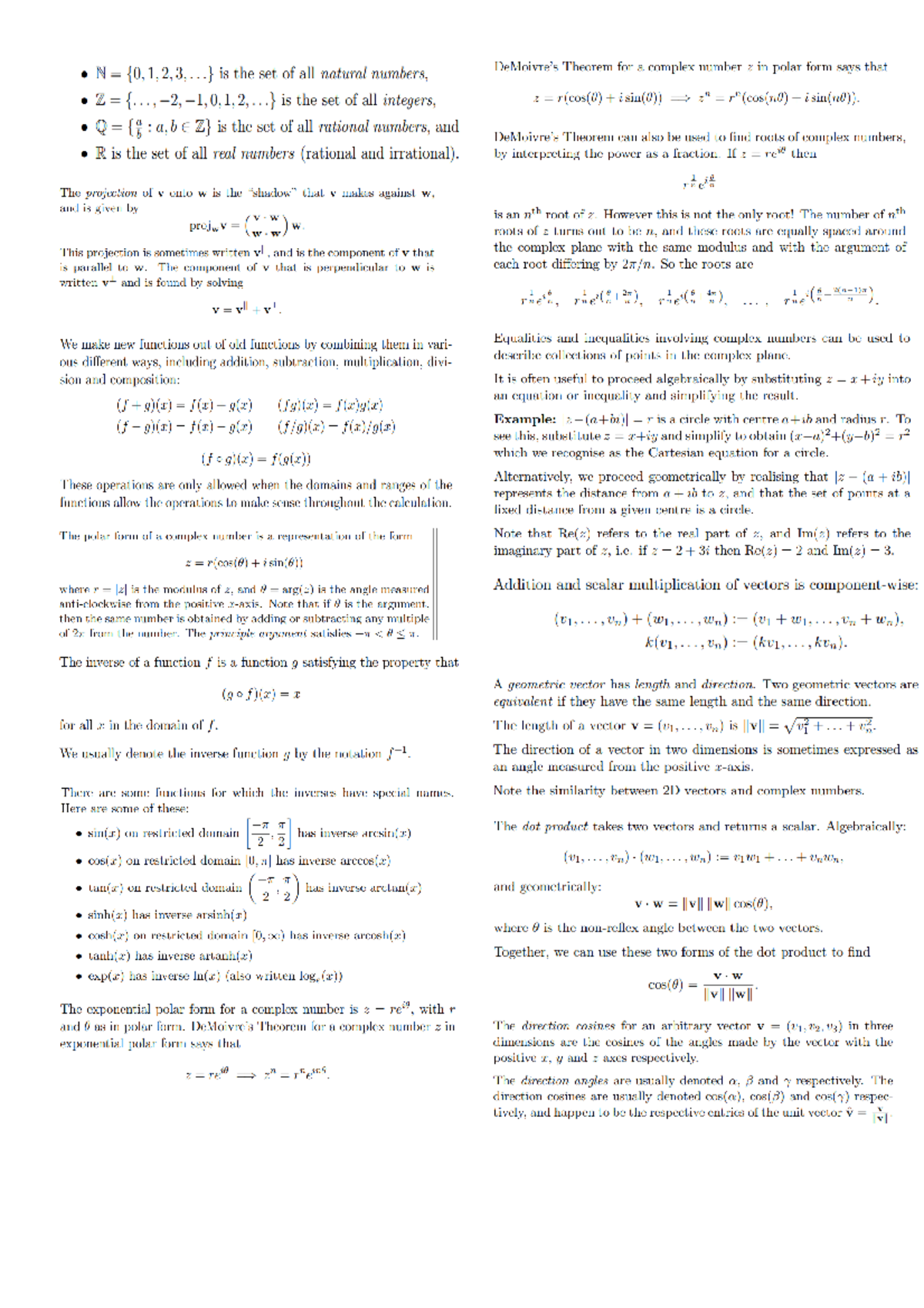 Midterm Cheat Sheet - All the formulas you need to get 100% - MATH1110 ...
