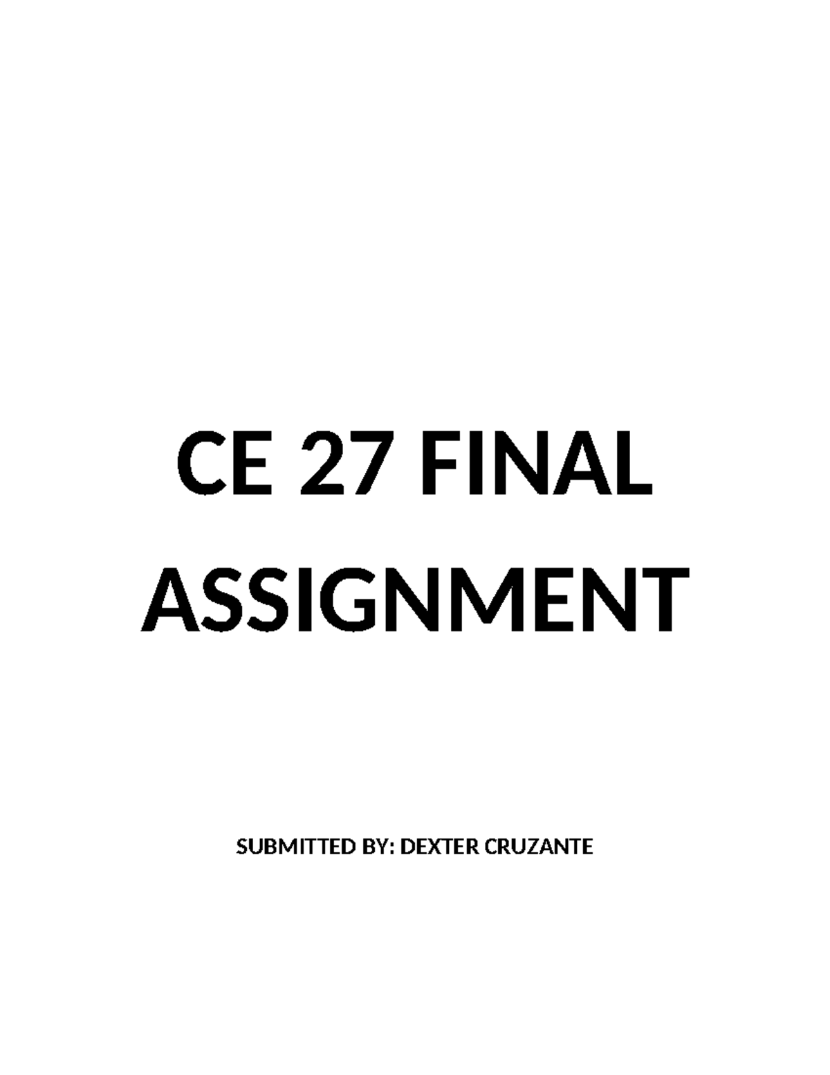 CE 27 Final Assignment - hope can help - CE 27 FINAL ASSIGNMENT ...