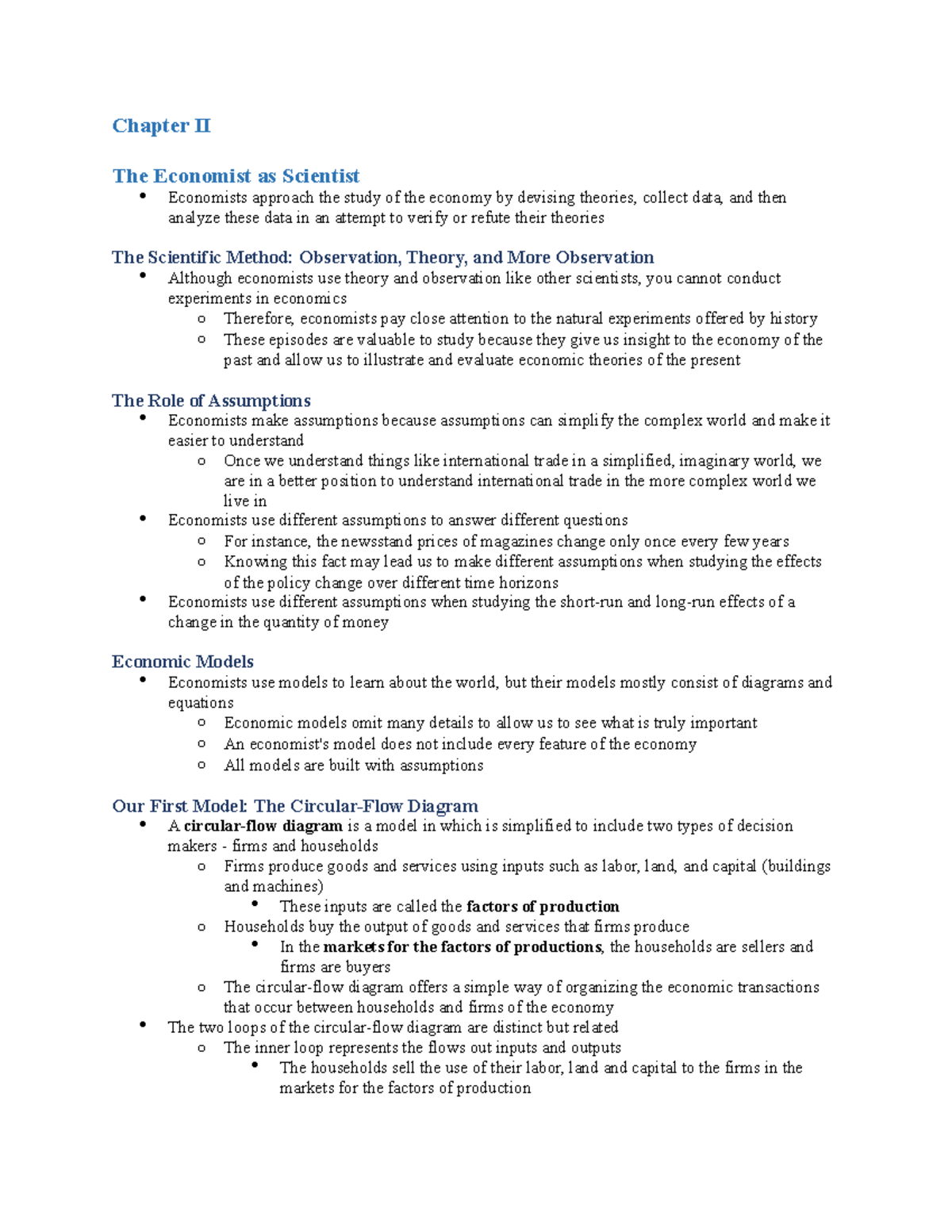 Microeconomics Chapter II - Chapter II The Economist As Scientist ...