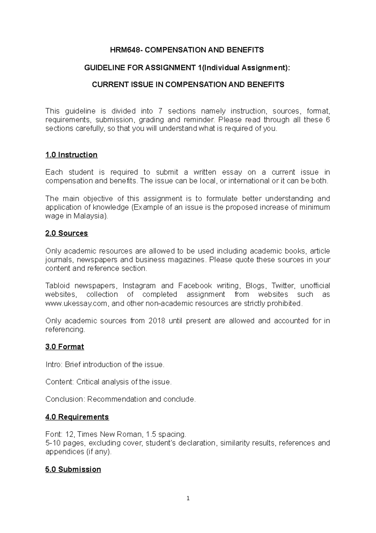 HRM648-Oct 2022-Guideline for assignment 1-Current issue - HRM648 ...