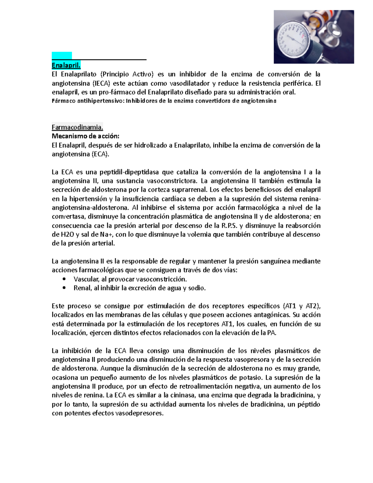 Enalapril Mecanismo De Acci N Enalapril El Enalaprilato Principio Activo Es Un Inhibidor