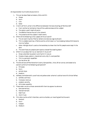 Art Appreciation Practice Material for Module 3 - a. Subject b ...