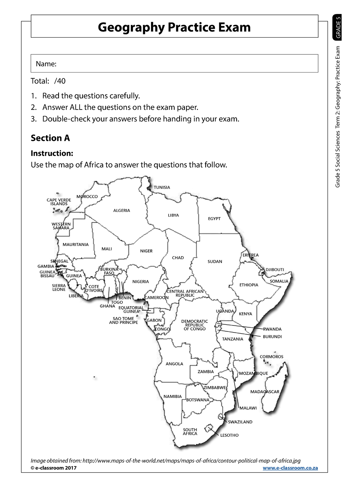 Eng grd5t2 ss geo practice exam - GRADE 5 Grade 5 Social Sciences Term ...