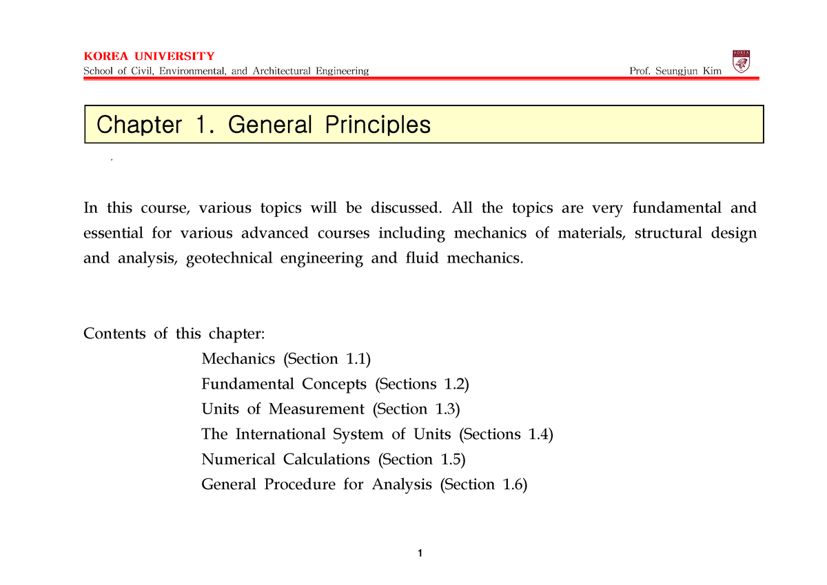 1 General Principles - 공업역학 - Chapter 1. General Principles In This ...