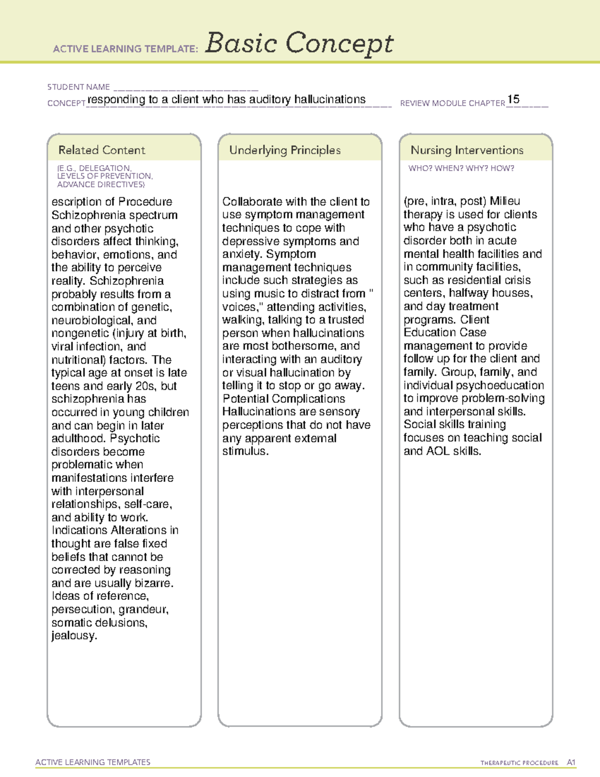 Responding to a client who has auditory hallucinations - ACTIVE ...