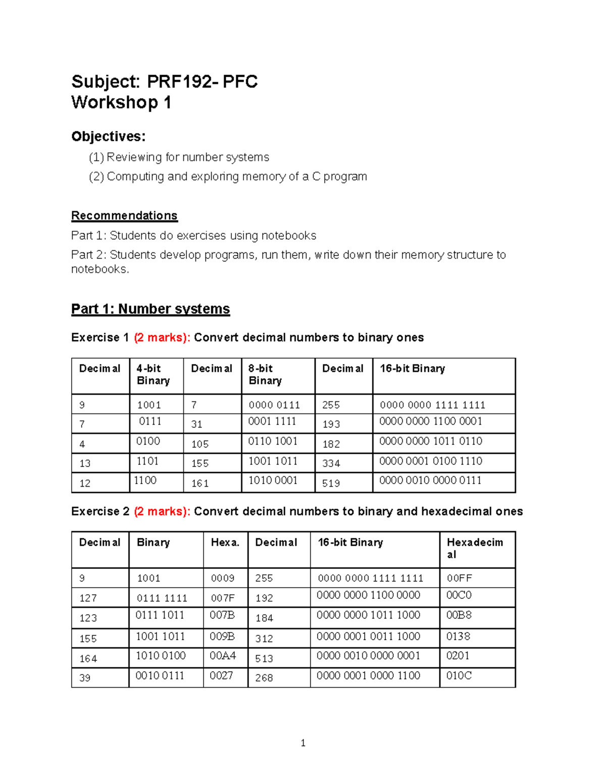 Workshop 1-1 - Codelearn - 1 Subject: PRF192- PFC Workshop 1 Objectives ...