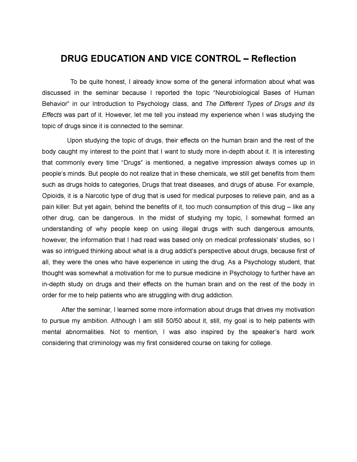 drug education essay titles