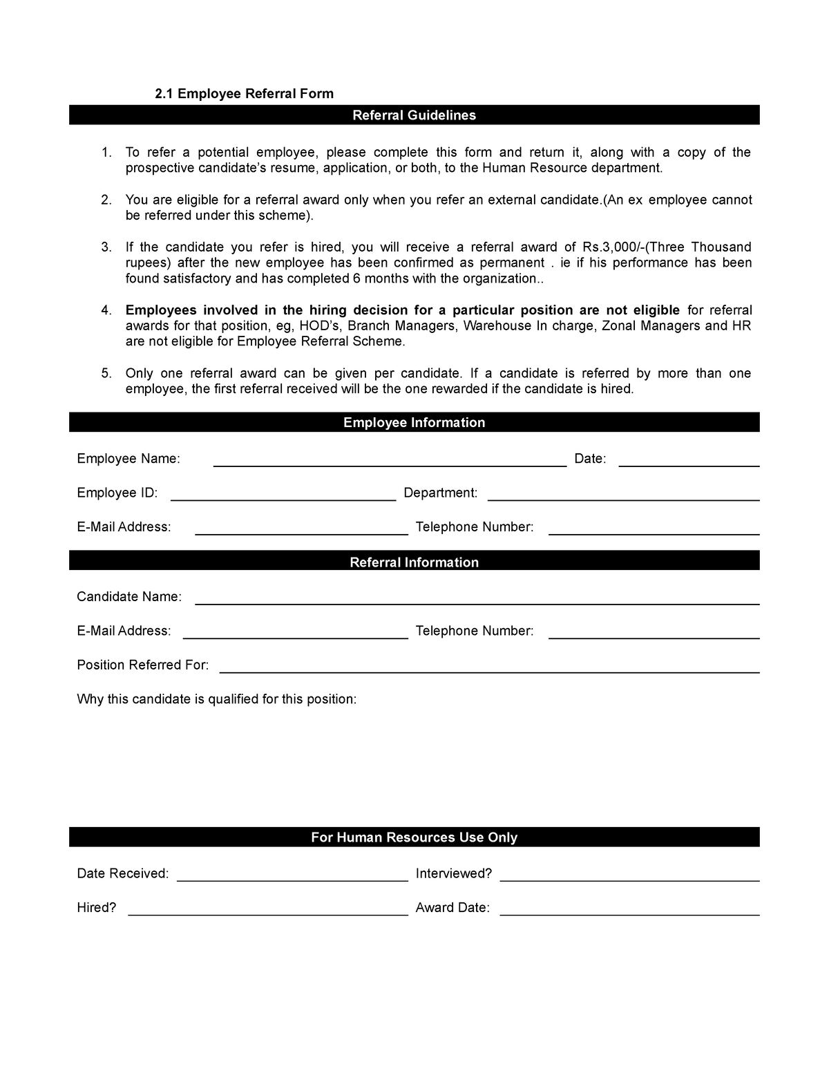 Referral Form Practice Material 2 Employee Referral Form Referral Guidelines To Refer A 3154