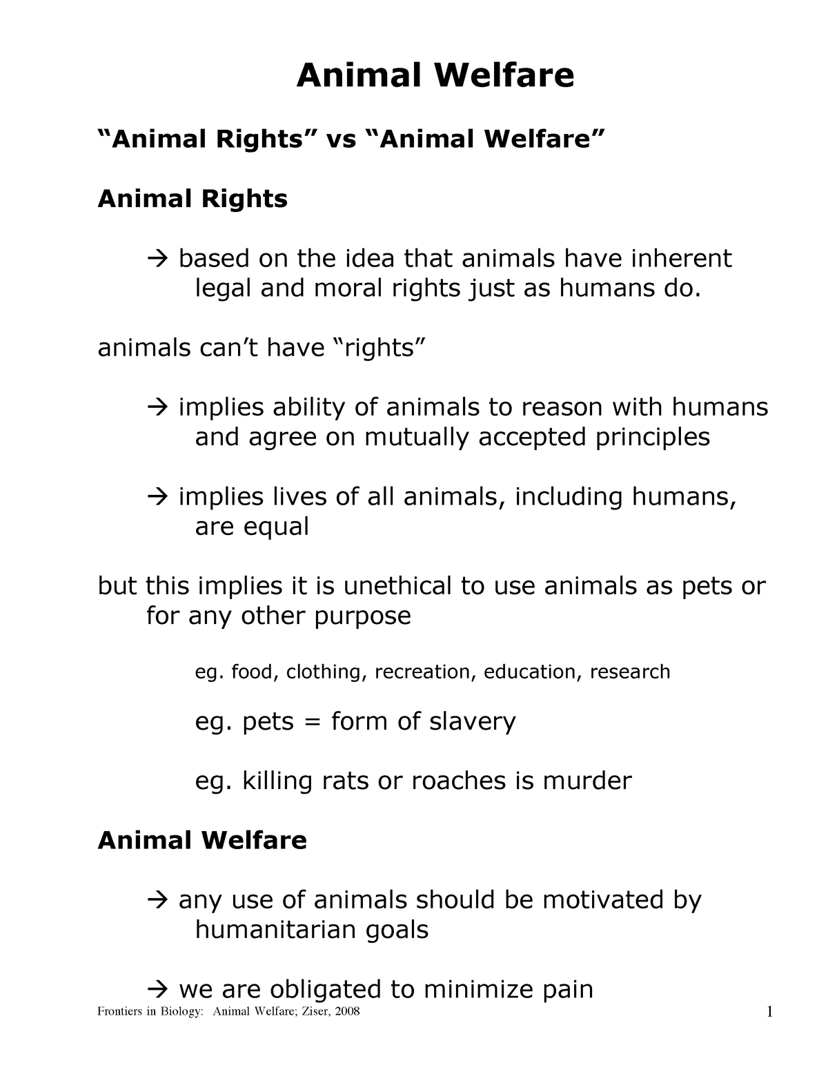 animal welfare vs animal rights research paper