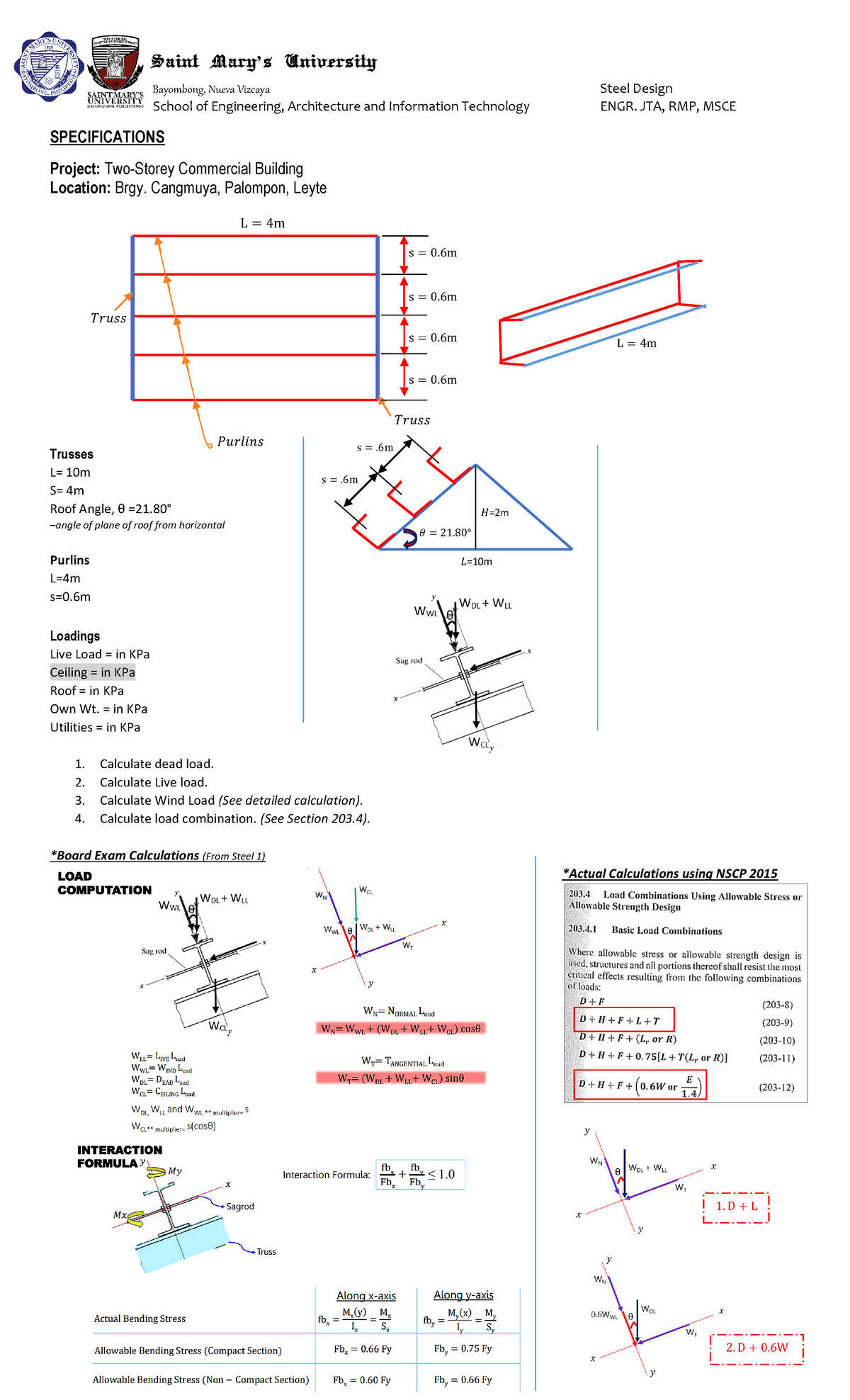 Wind-load-calculation - Bayombong, Nueva Vizcaya Steel Design School Of ...