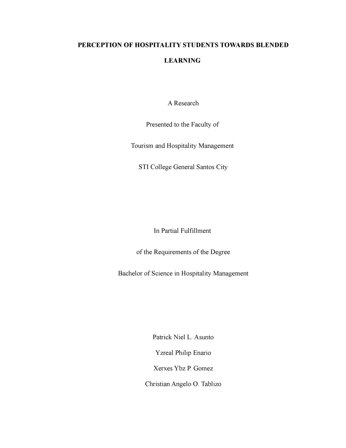 thesis on hospitality management