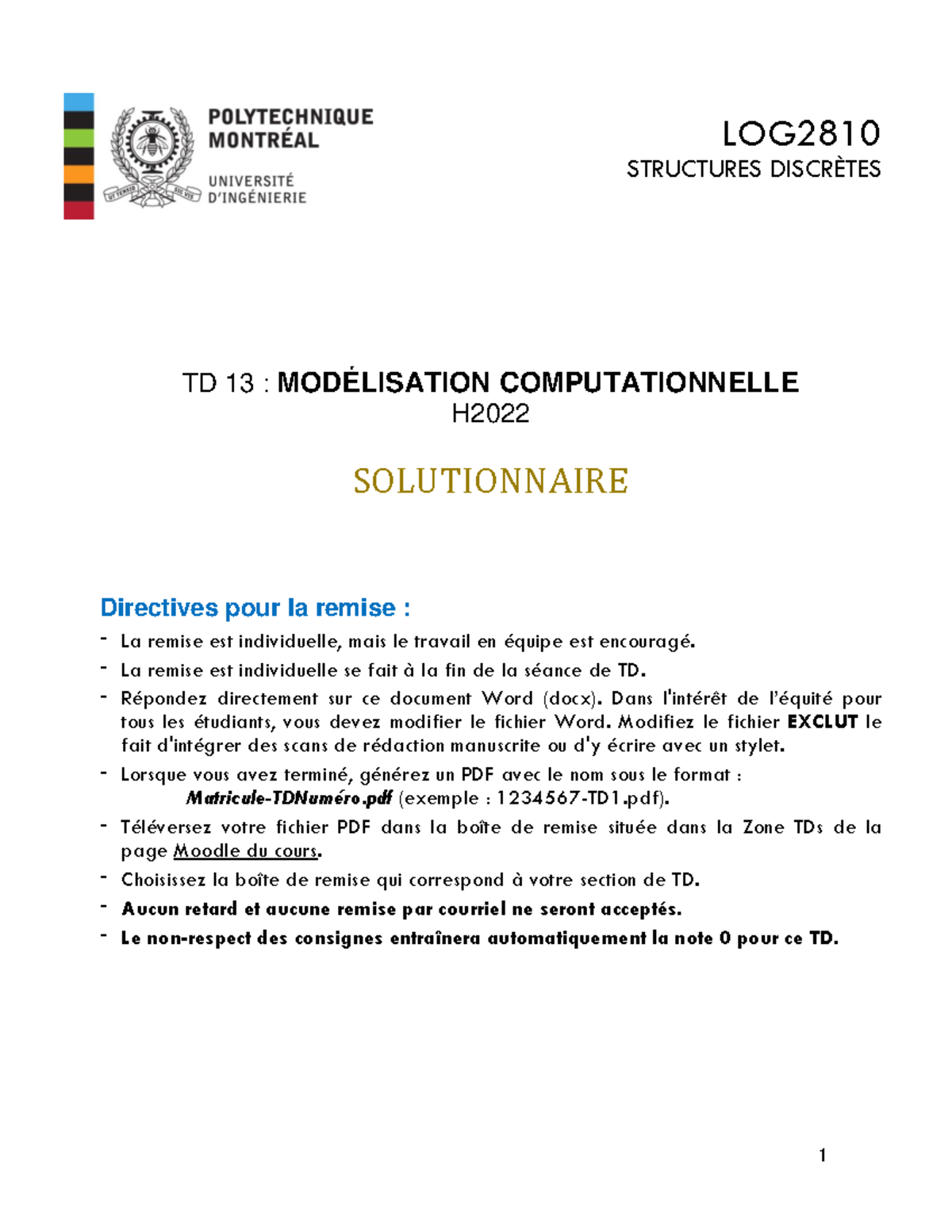 TD13-Solution-H2022 - LOG STRUCTURES DISCRÈTES TD 13 : MODÉLISATION ...