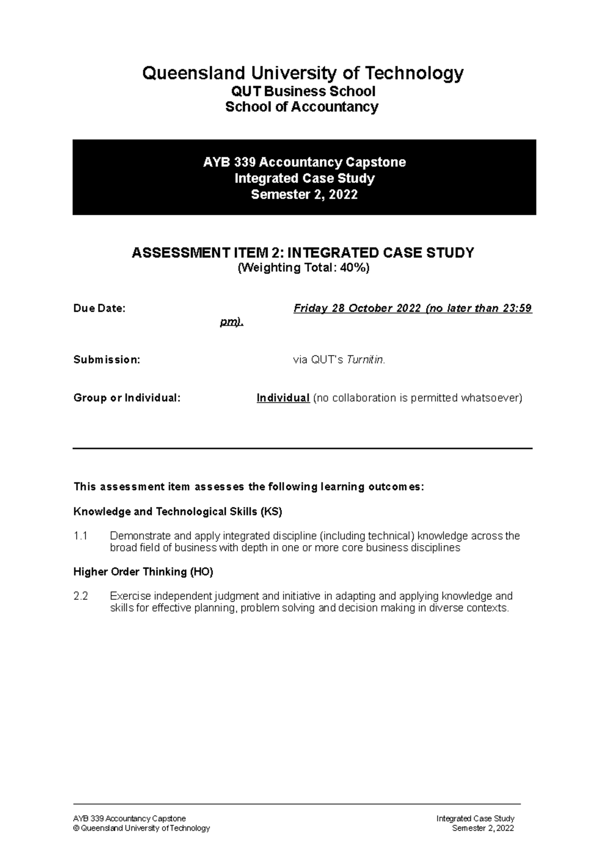 1 Capstone Case Study - Semester 2, 2022 - Queensland University of ...