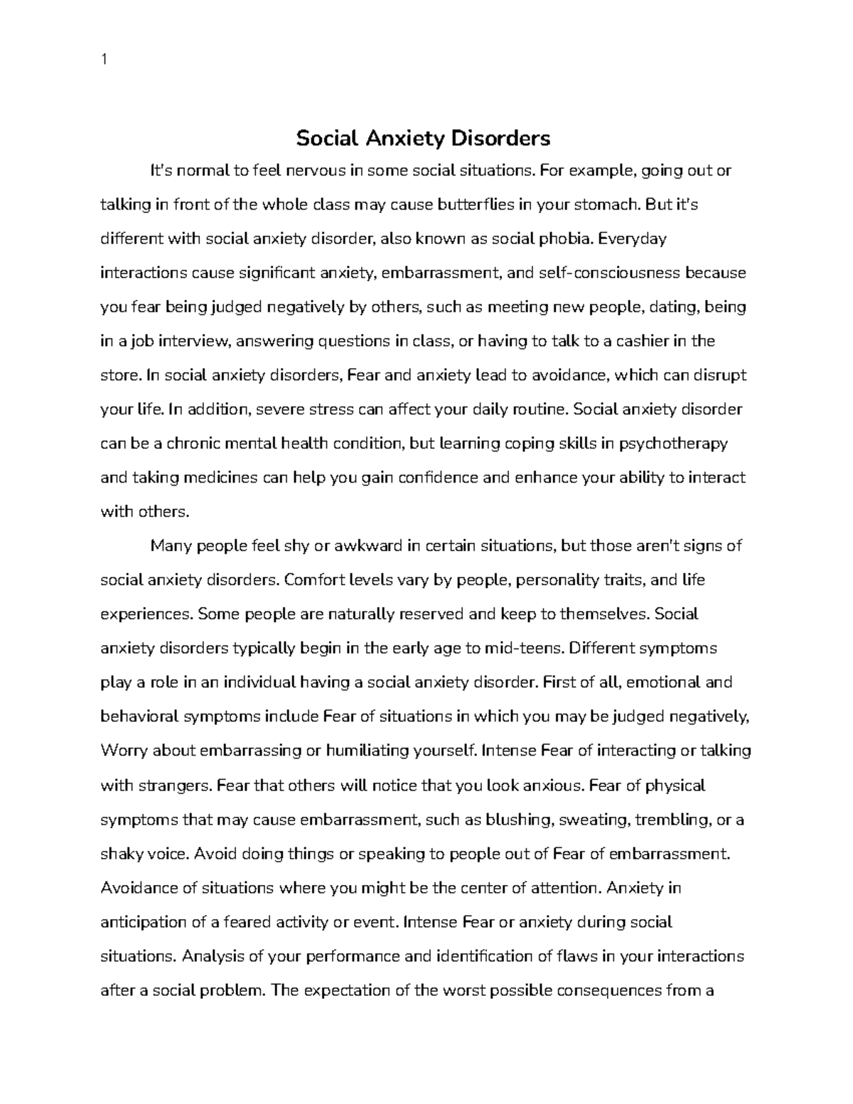 psychology research paper on anxiety