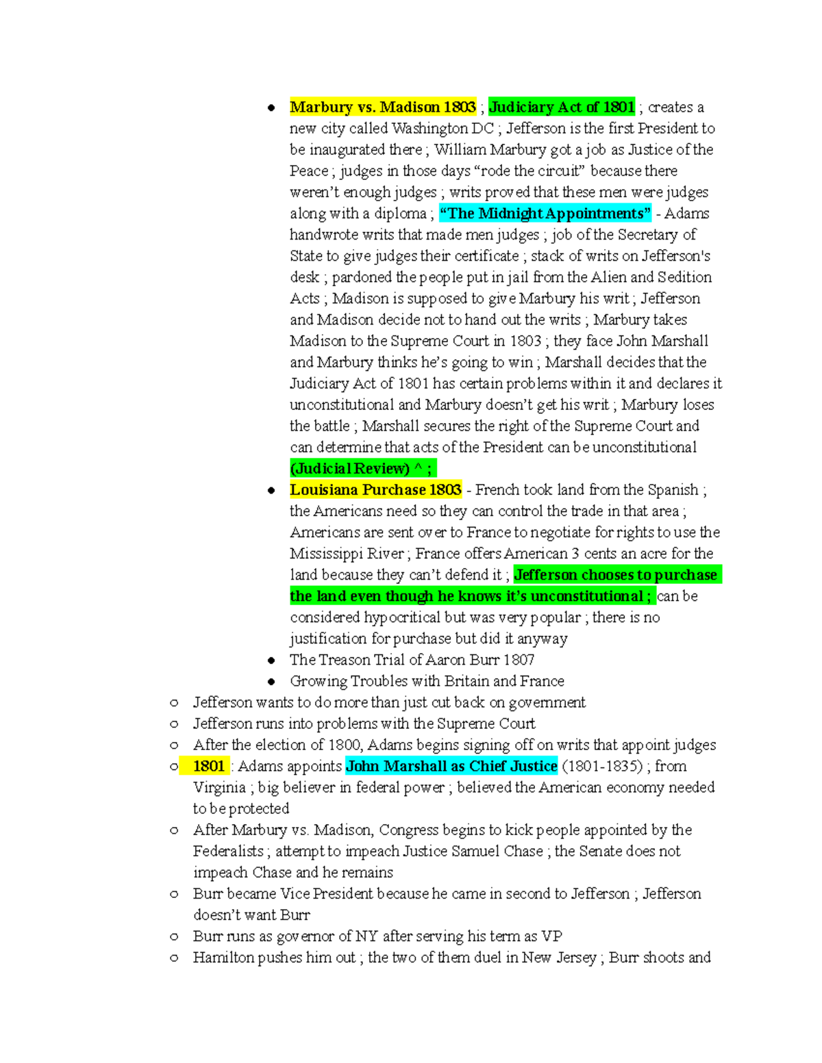 Judicial review - Marbury vs. Madison 1803 ; Judiciary Act of 1801 ...