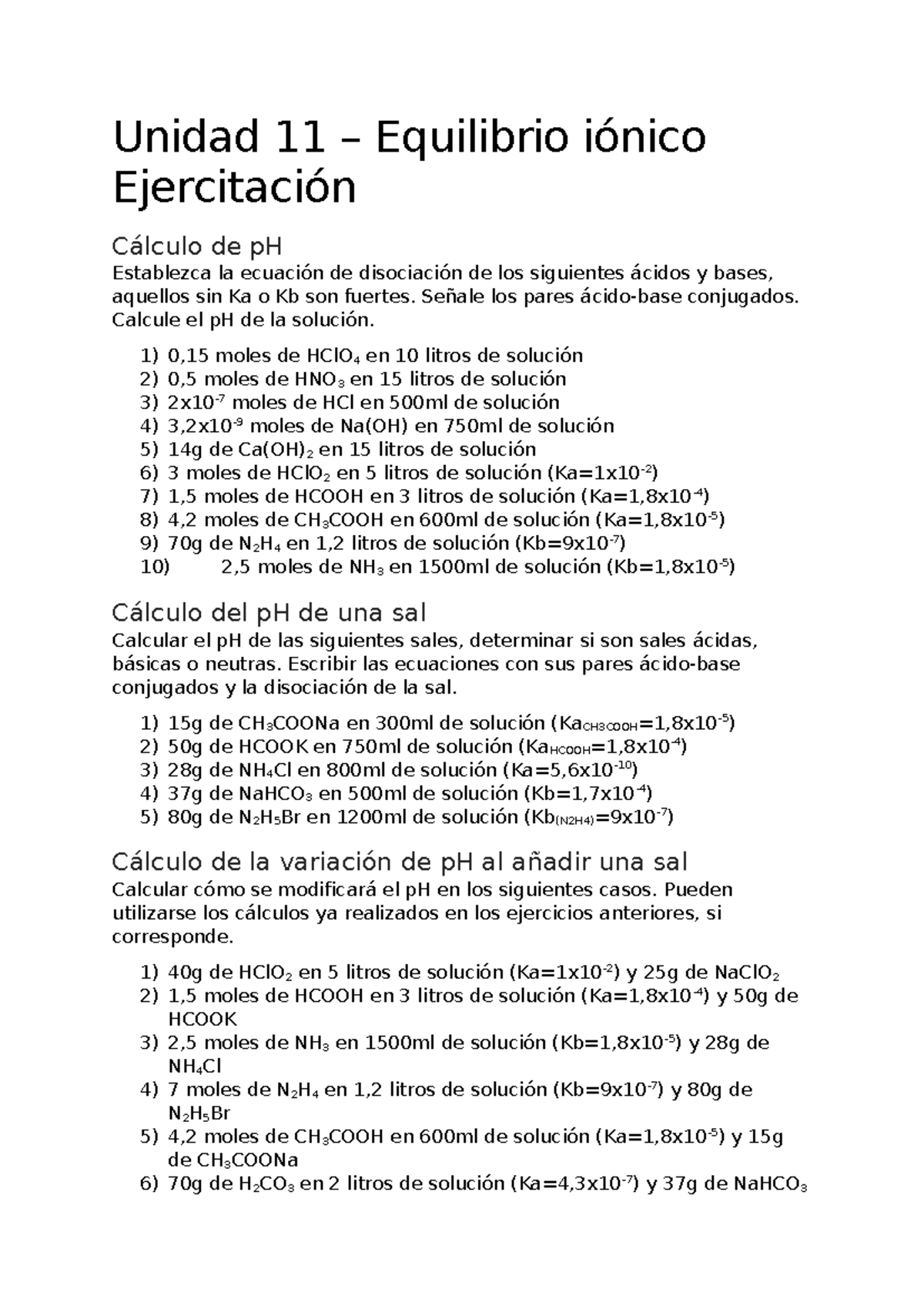 Unidad 11 Equilibrio Iónico Unidad 11 Equilibrio Iónico