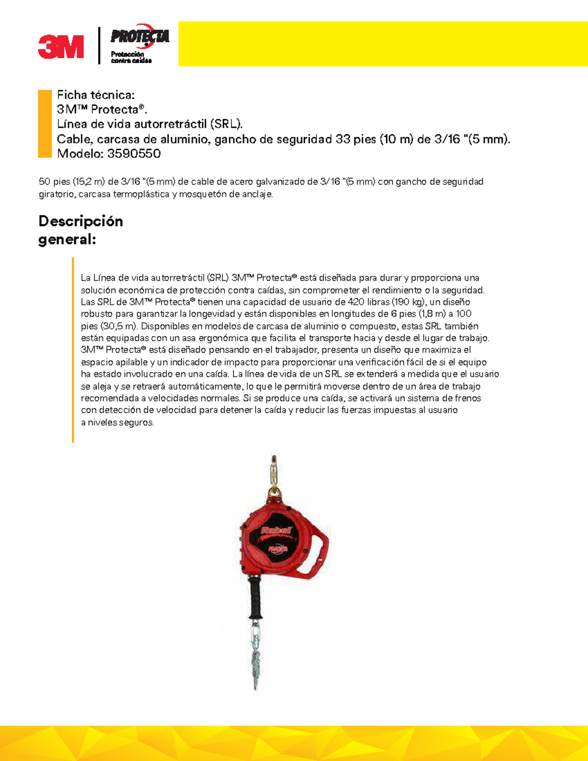Block Retractil - Ficha Tecnica - Ficha técnica: 3M™ Protecta ®. Línea ...