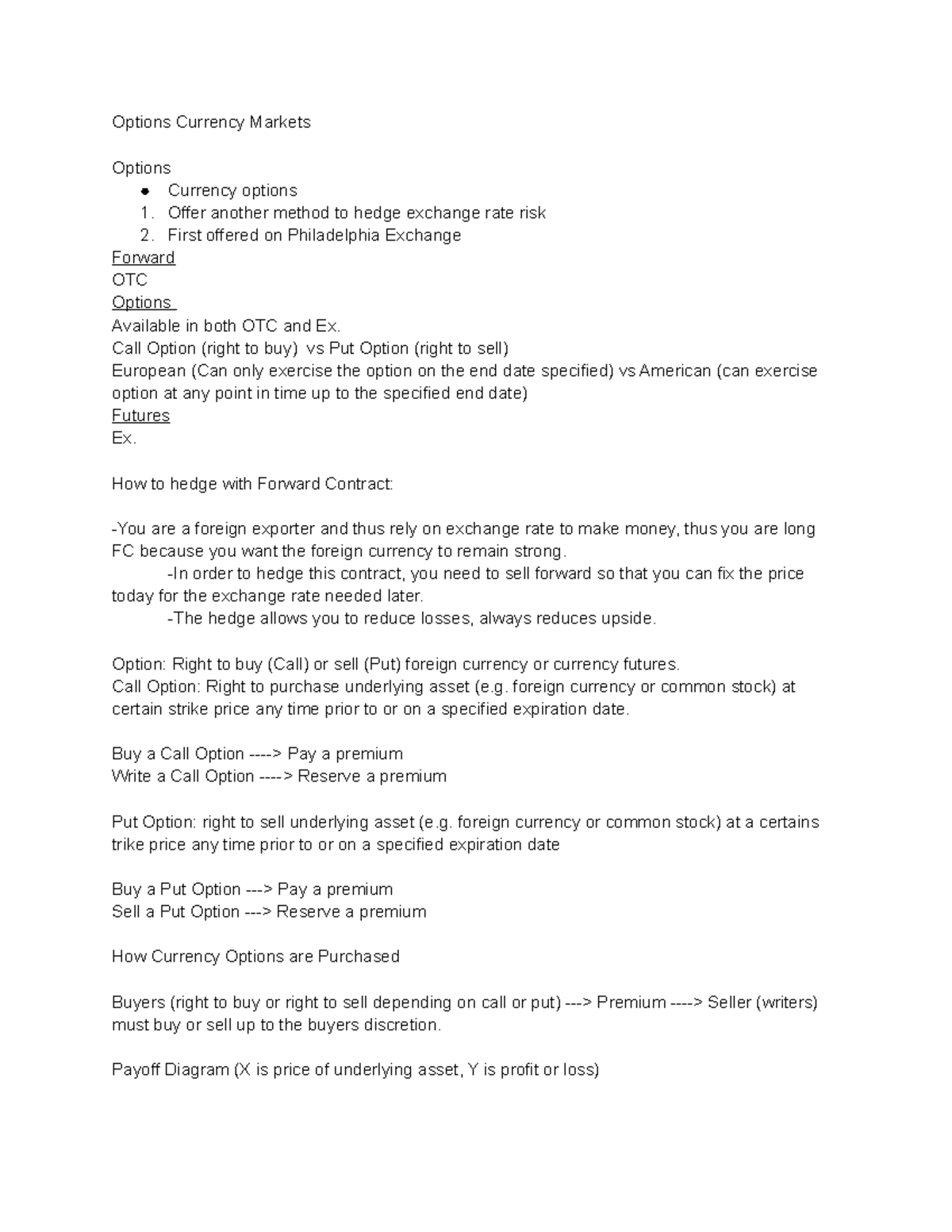Class Notes Options Markets - Options Currency Markets Options Currency ...