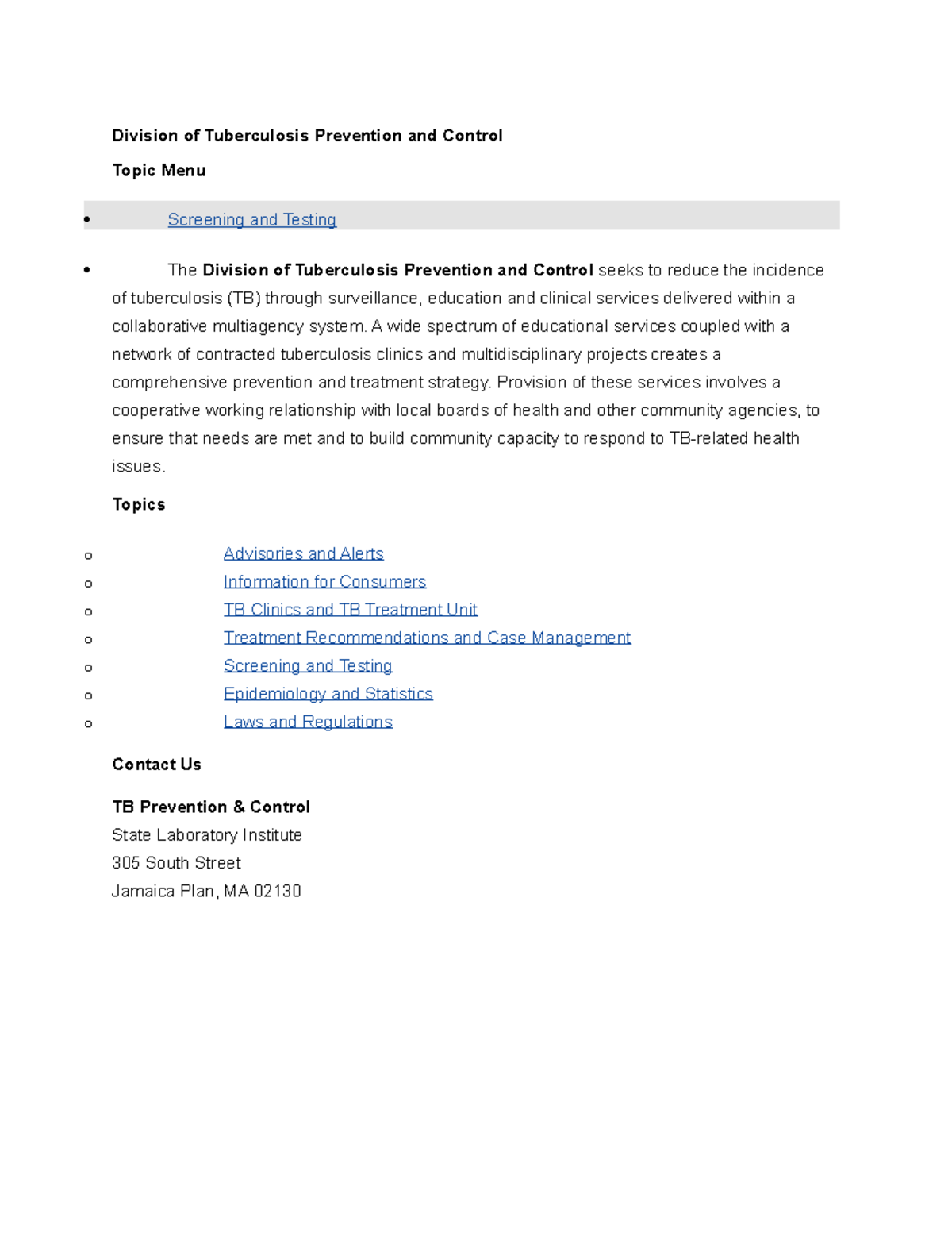 Tuberculosis Prevention and Control - A wide spectrum of educational ...