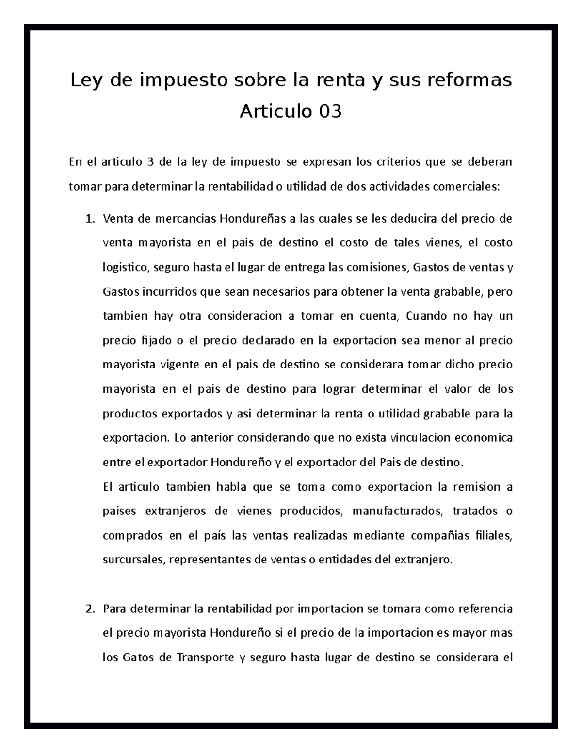 Articulo 03 Eillen Lopez - Ley de impuesto sobre la renta y sus ...