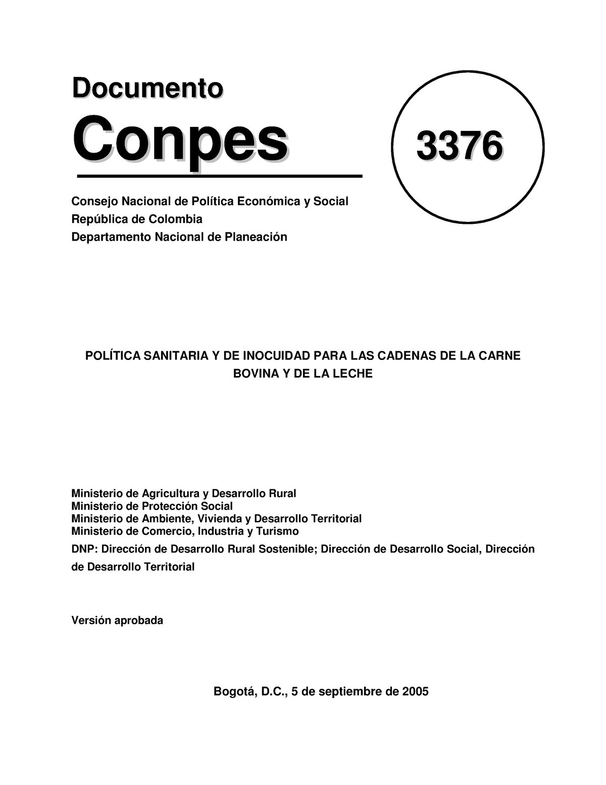 3376 - Conpes 3376 - DDooccuummeennttoo C Coonnppeess 33337766 Consejo ...