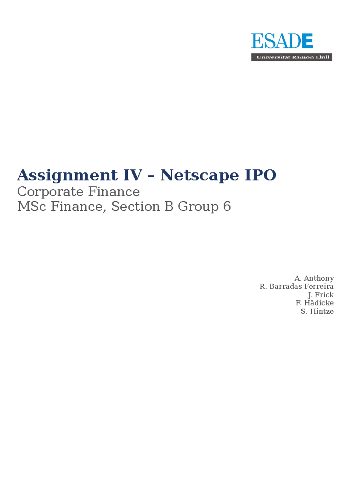 Netscape Case Study_2 Assignment IV Netscape IPO Corporate Finance