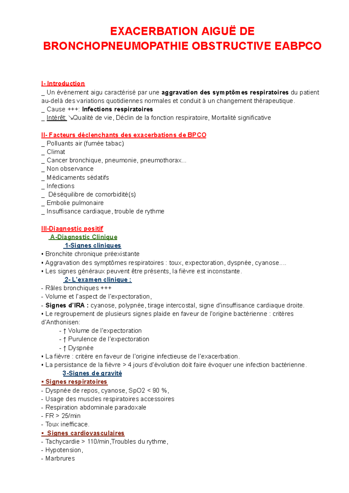 Exacerbation aigue de BPCO EXACERBATION AIGUË DE BRONCHOPNEUMOPATHIE — free download